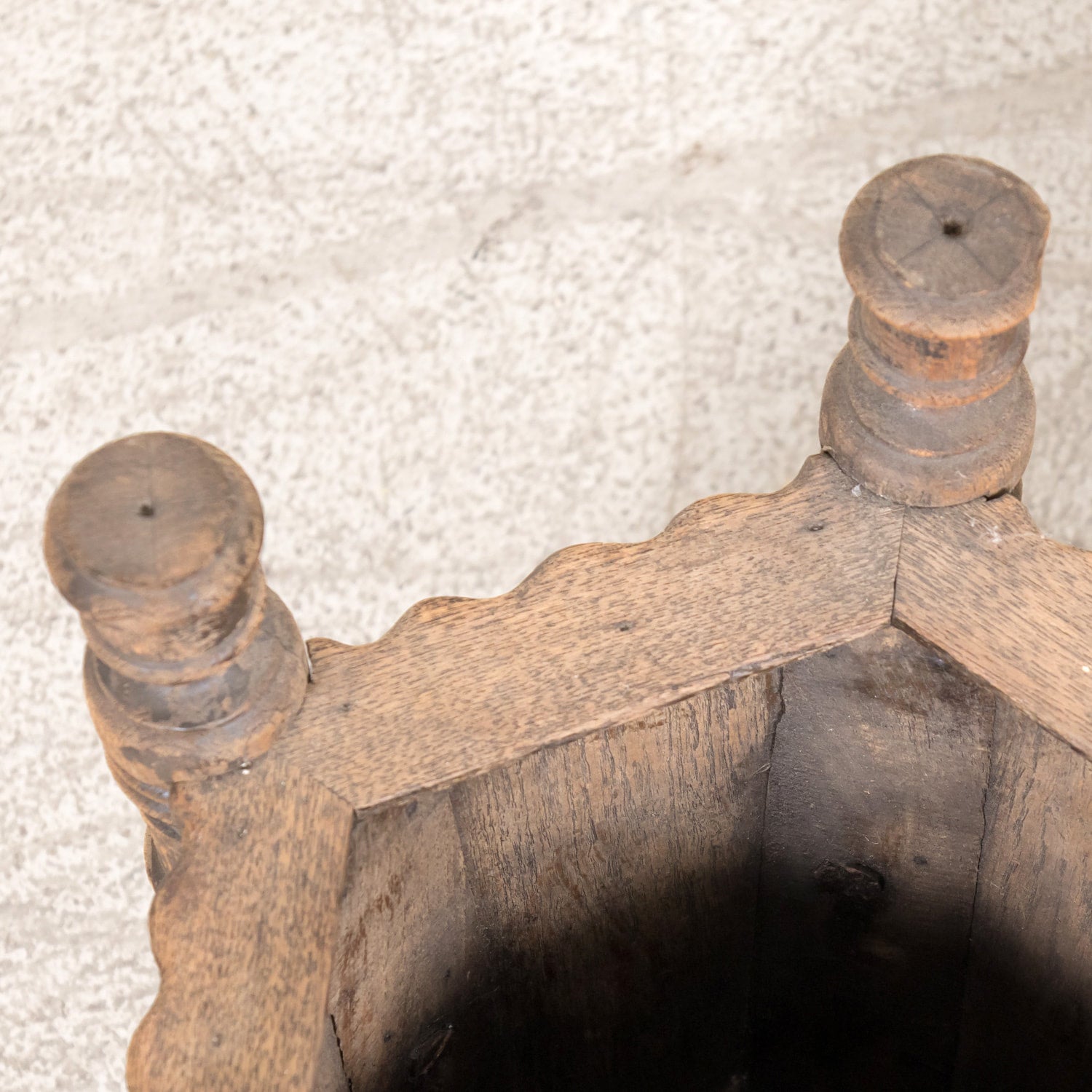 Pair of Antique French Carved Oak Hexagonal Planters or Jardinieres