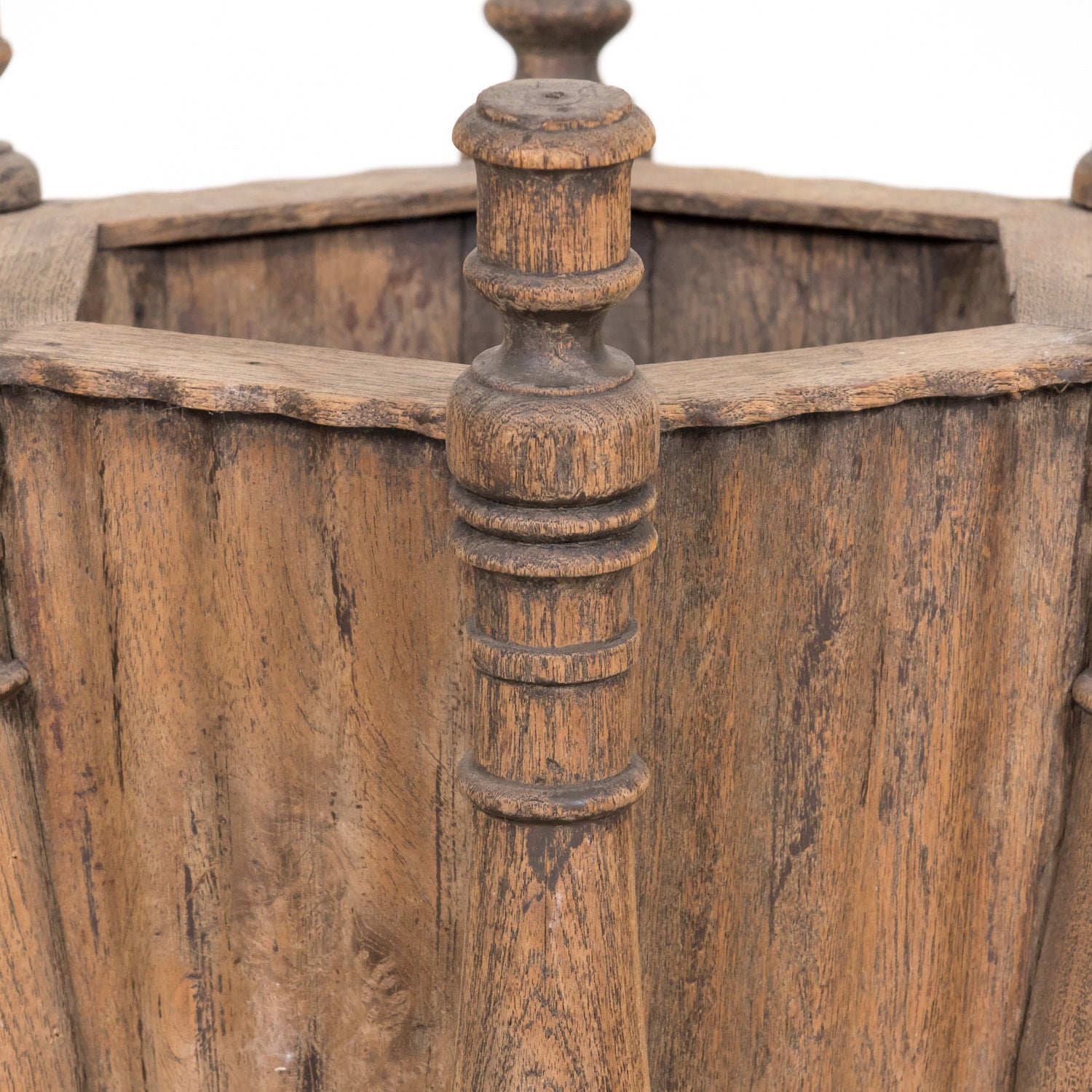 Pair of Antique French Carved Oak Hexagonal Planters or Jardinieres