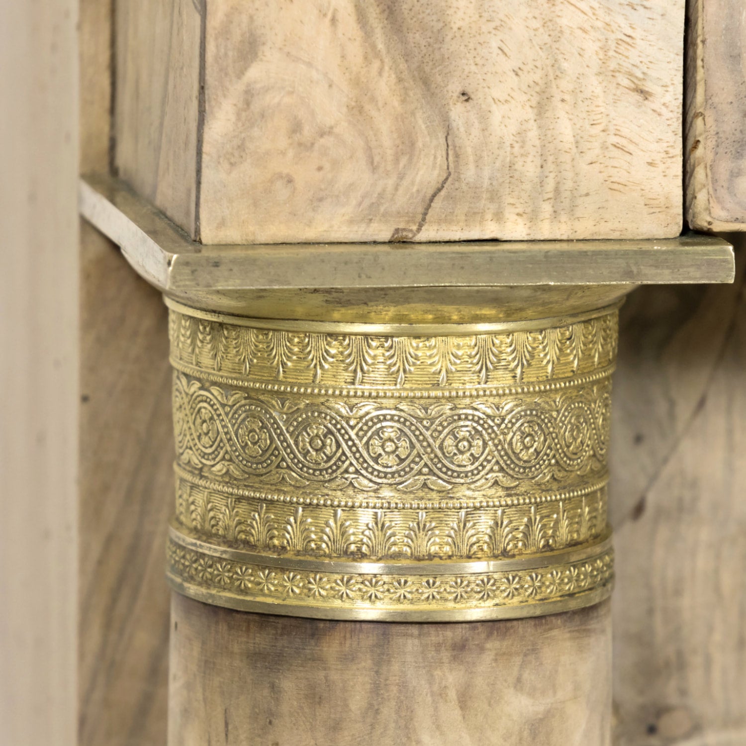 19th Century French Empire Period Bleached Walnut Commode with Marble Top and Bookmatched Front