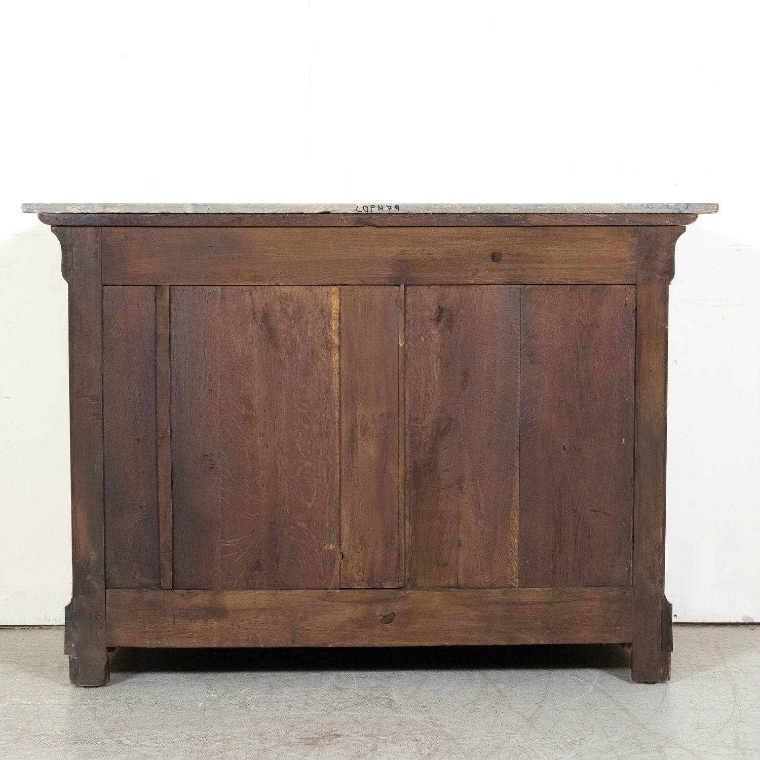 19th Century French Bleached Walnut Louis Philippe Style Commode with Bookmatched Burled Walnut Front and Marble Top
