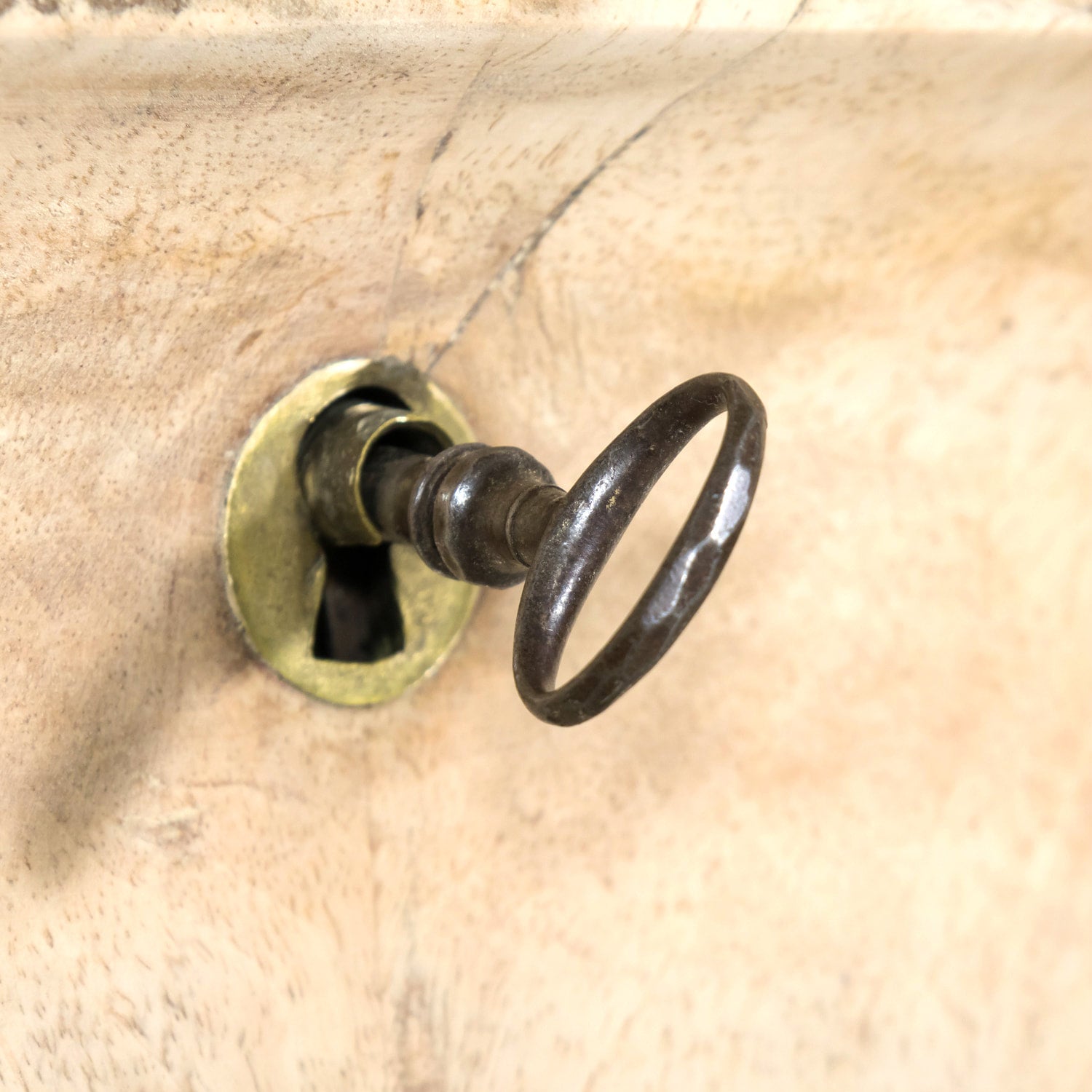 19th Century French Bleached Walnut Louis Philippe Style Commode with Bookmatched Burled Walnut Front and Marble Top