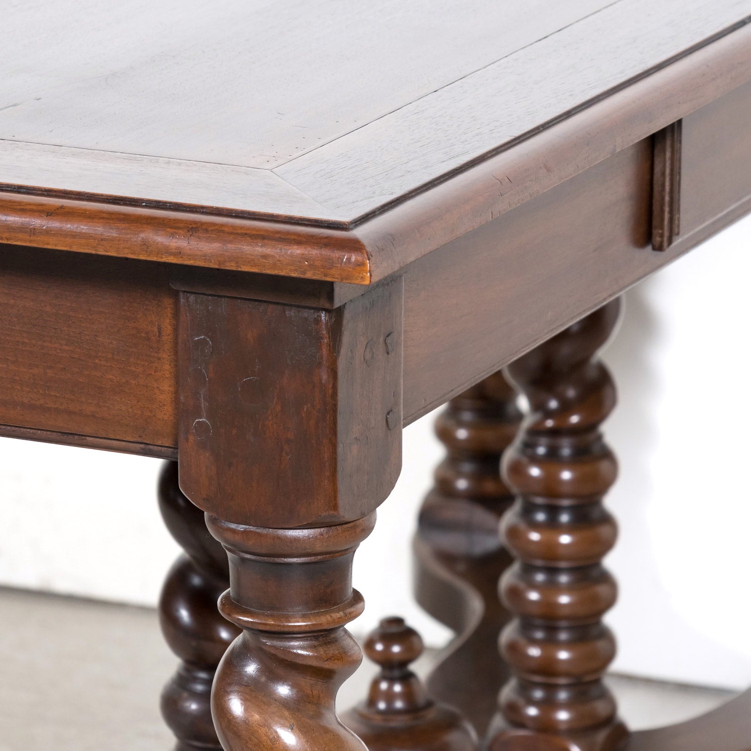 19th Century French Louis XIII Style Walnut Barley Twist Console Table