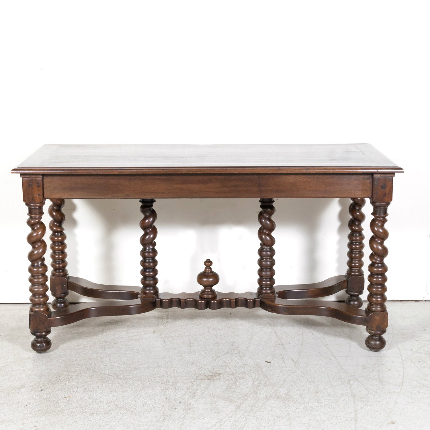 19th Century French Louis XIII Style Walnut Barley Twist Console Table