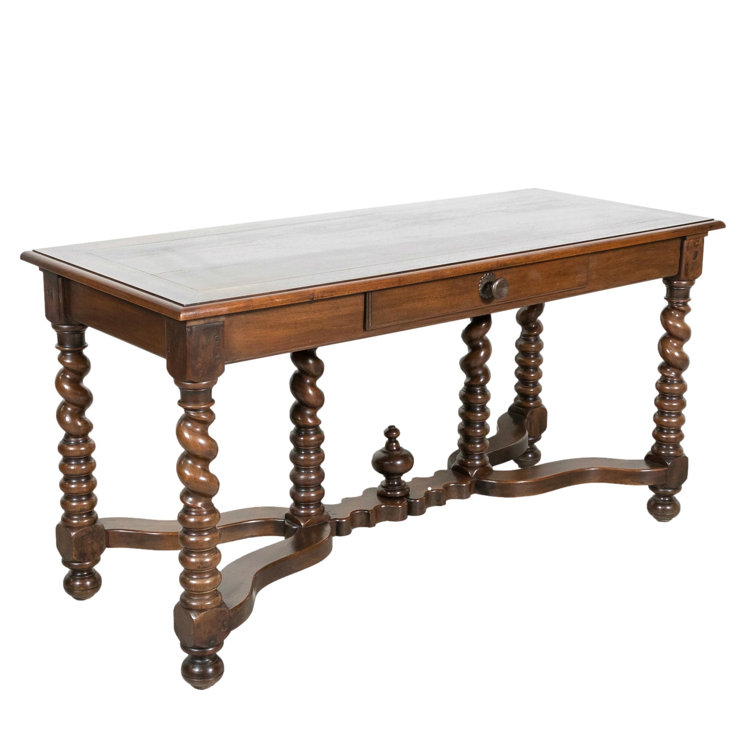 19th Century French Louis XIII Style Walnut Barley Twist Console Table