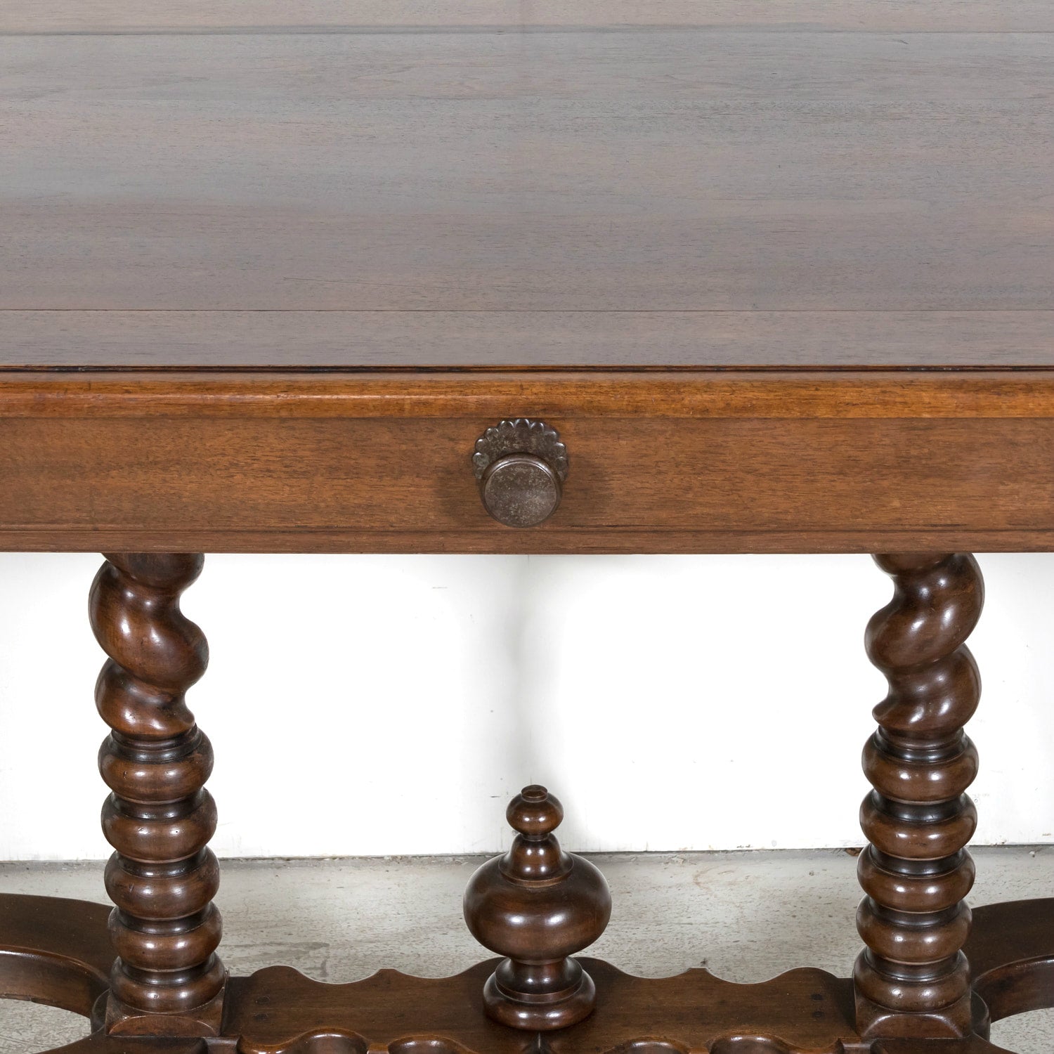19th Century French Louis XIII Style Walnut Barley Twist Console Table