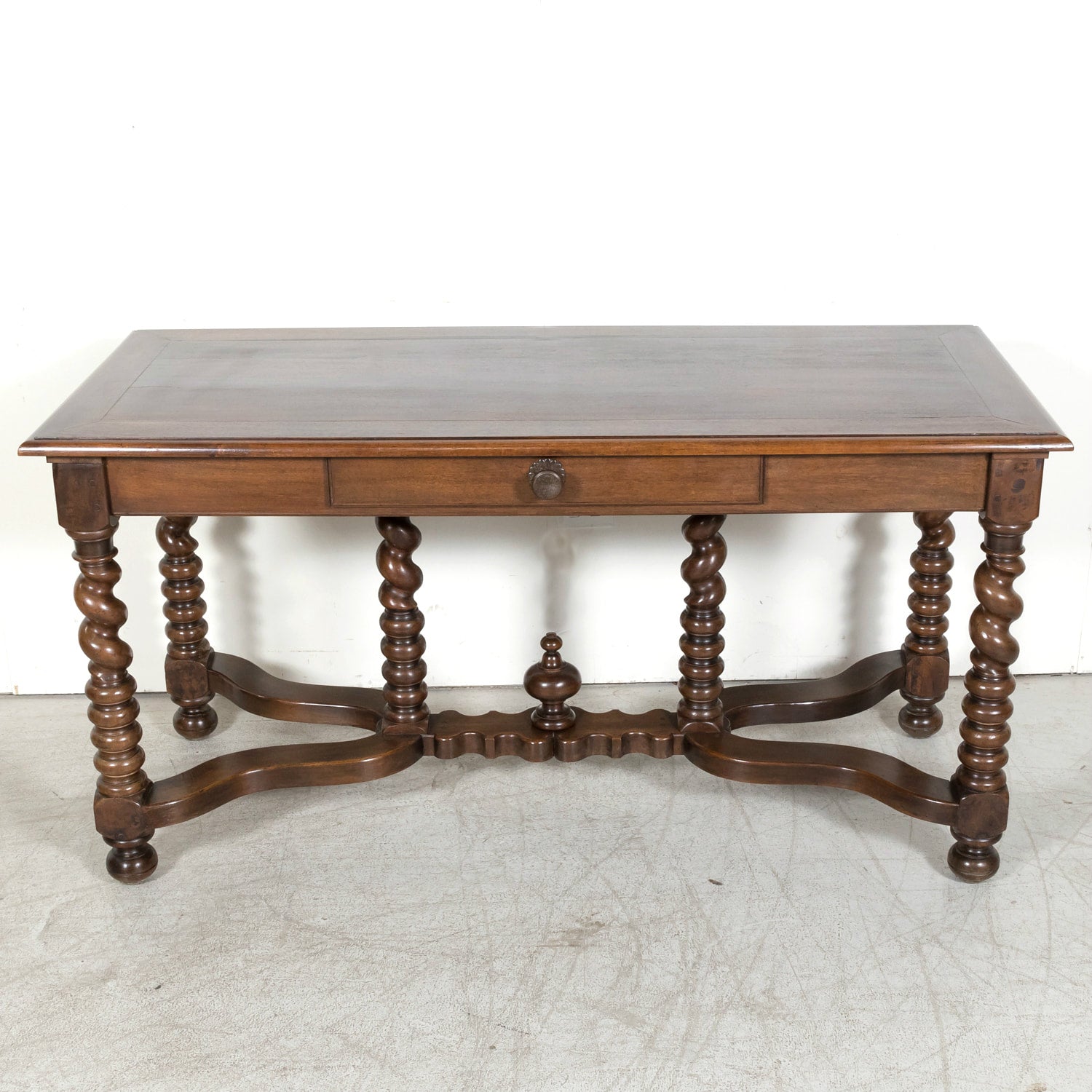 19th Century French Louis XIII Style Walnut Barley Twist Console Table
