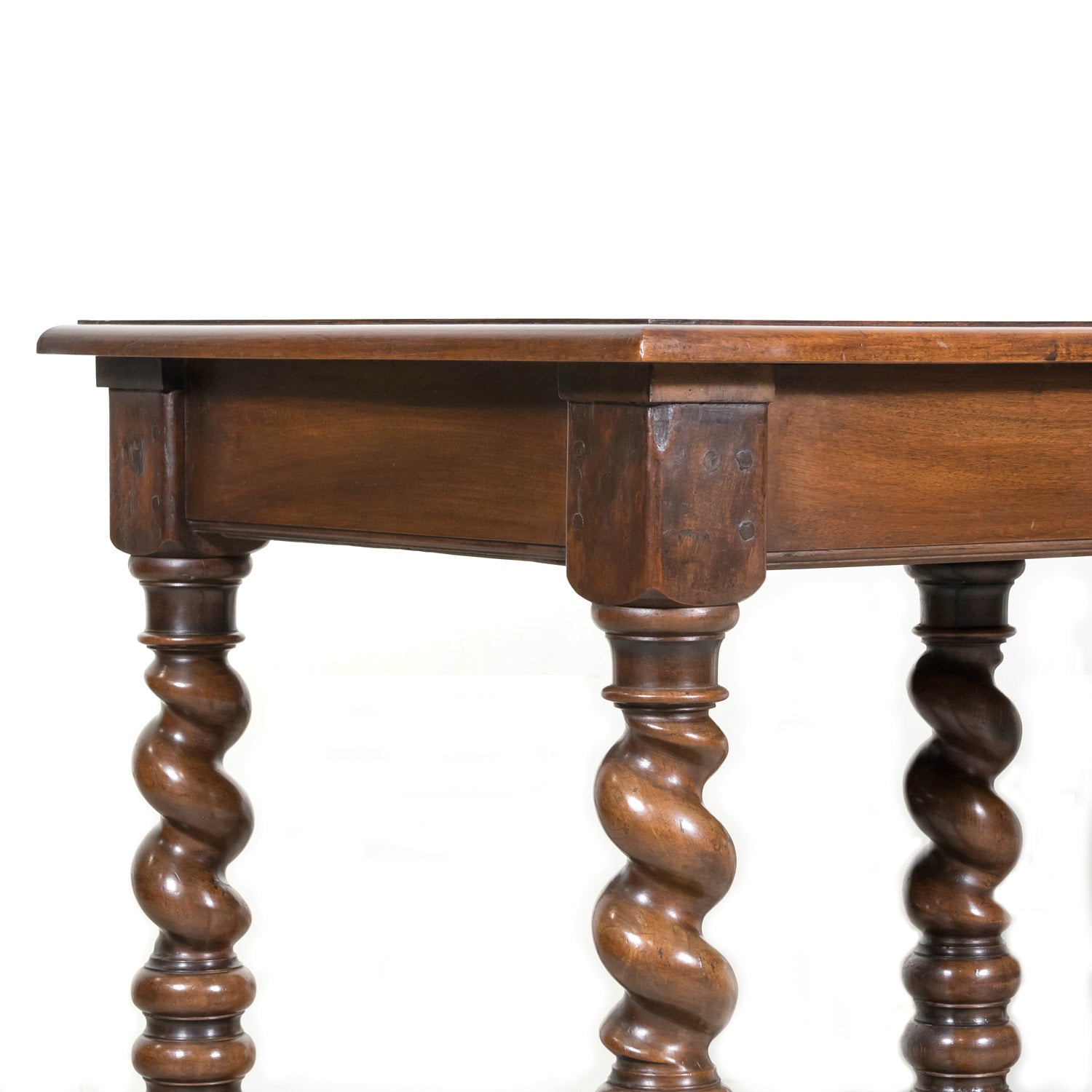 19th Century French Louis XIII Style Walnut Barley Twist Console Table