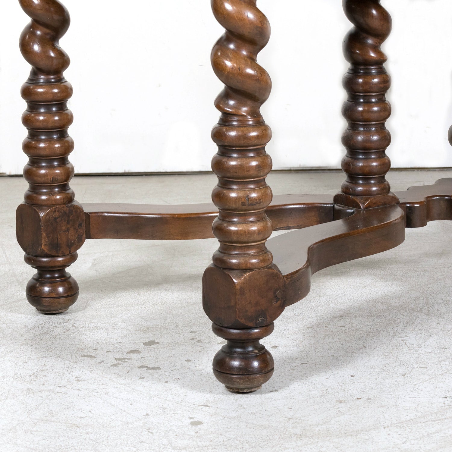 19th Century French Louis XIII Style Walnut Barley Twist Console Table