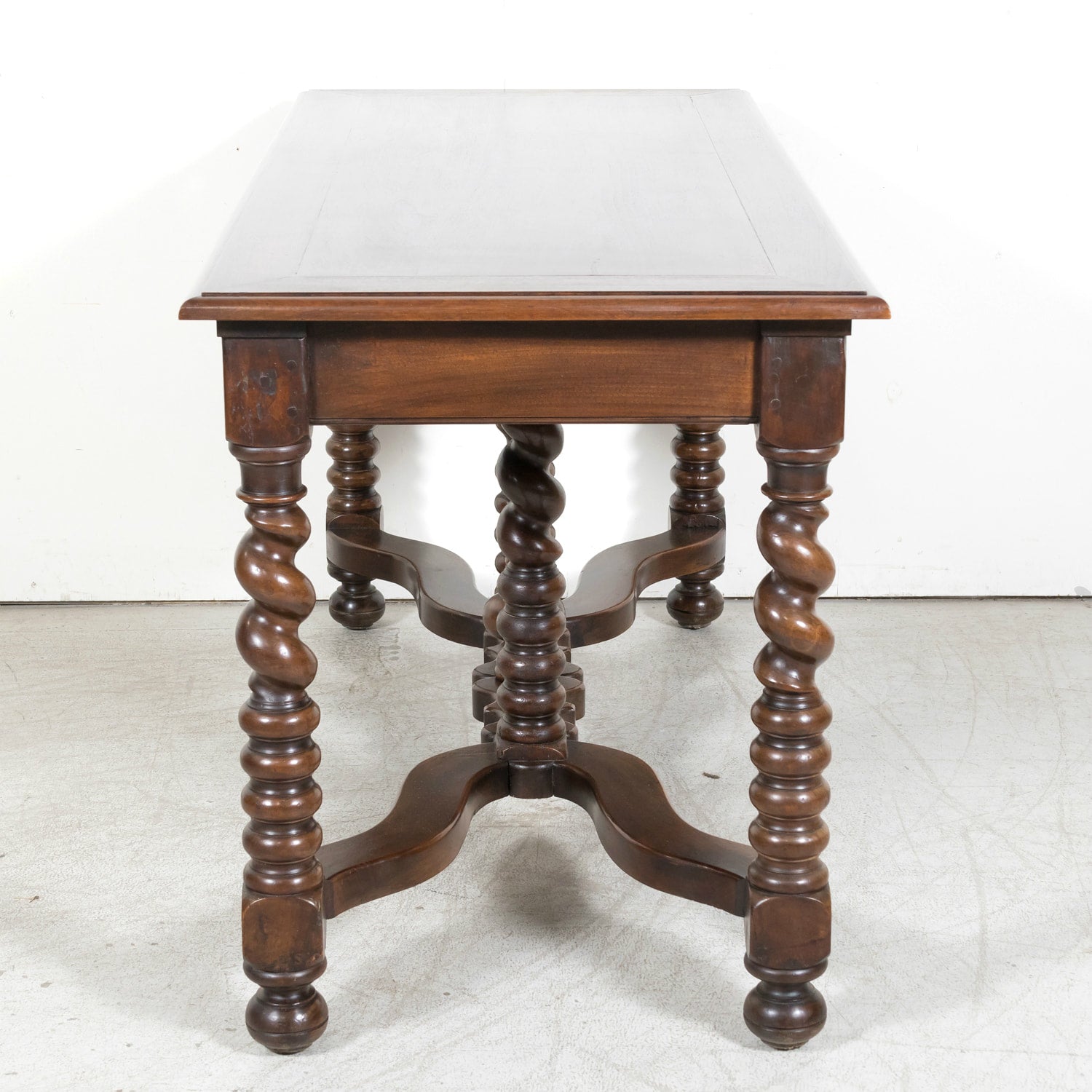 19th Century French Louis XIII Style Walnut Barley Twist Console Table