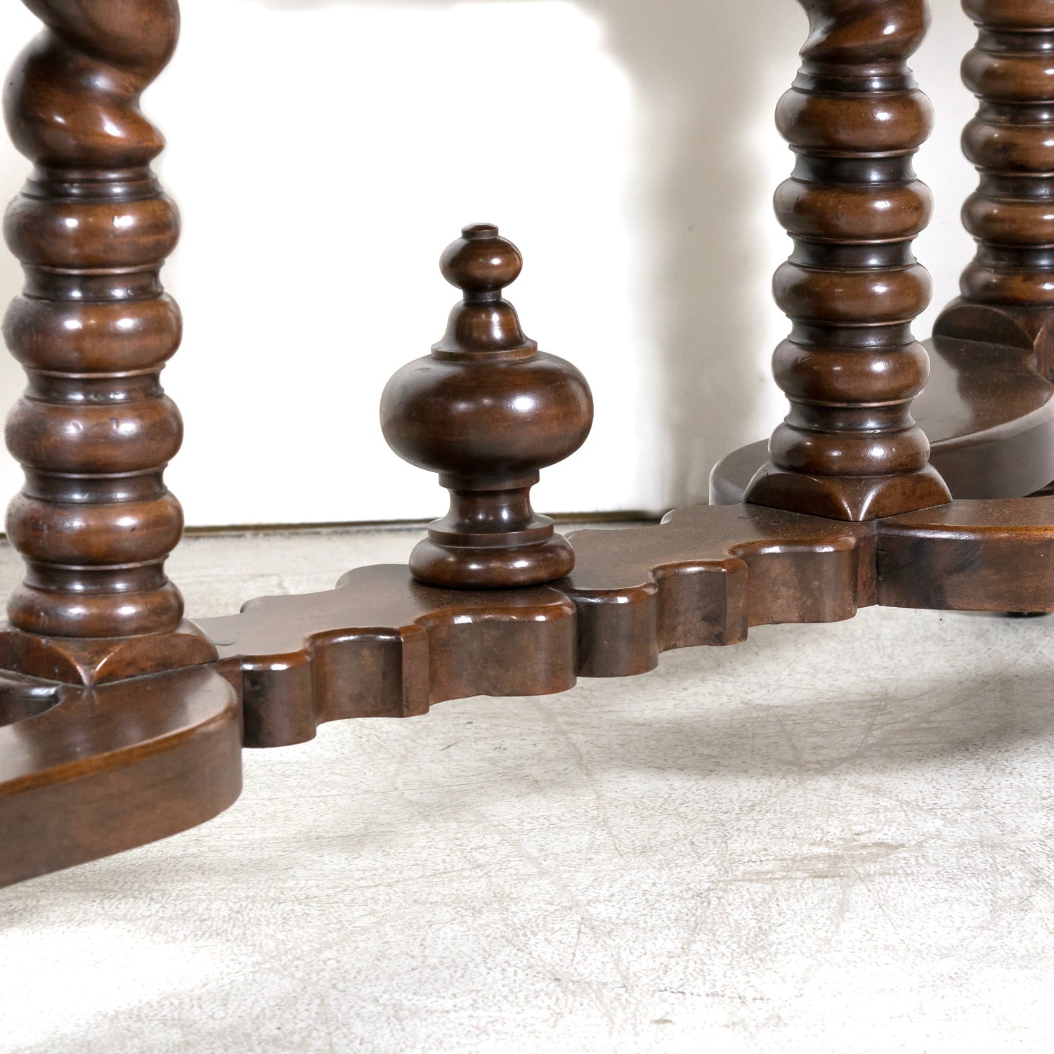 19th Century French Louis XIII Style Walnut Barley Twist Console Table