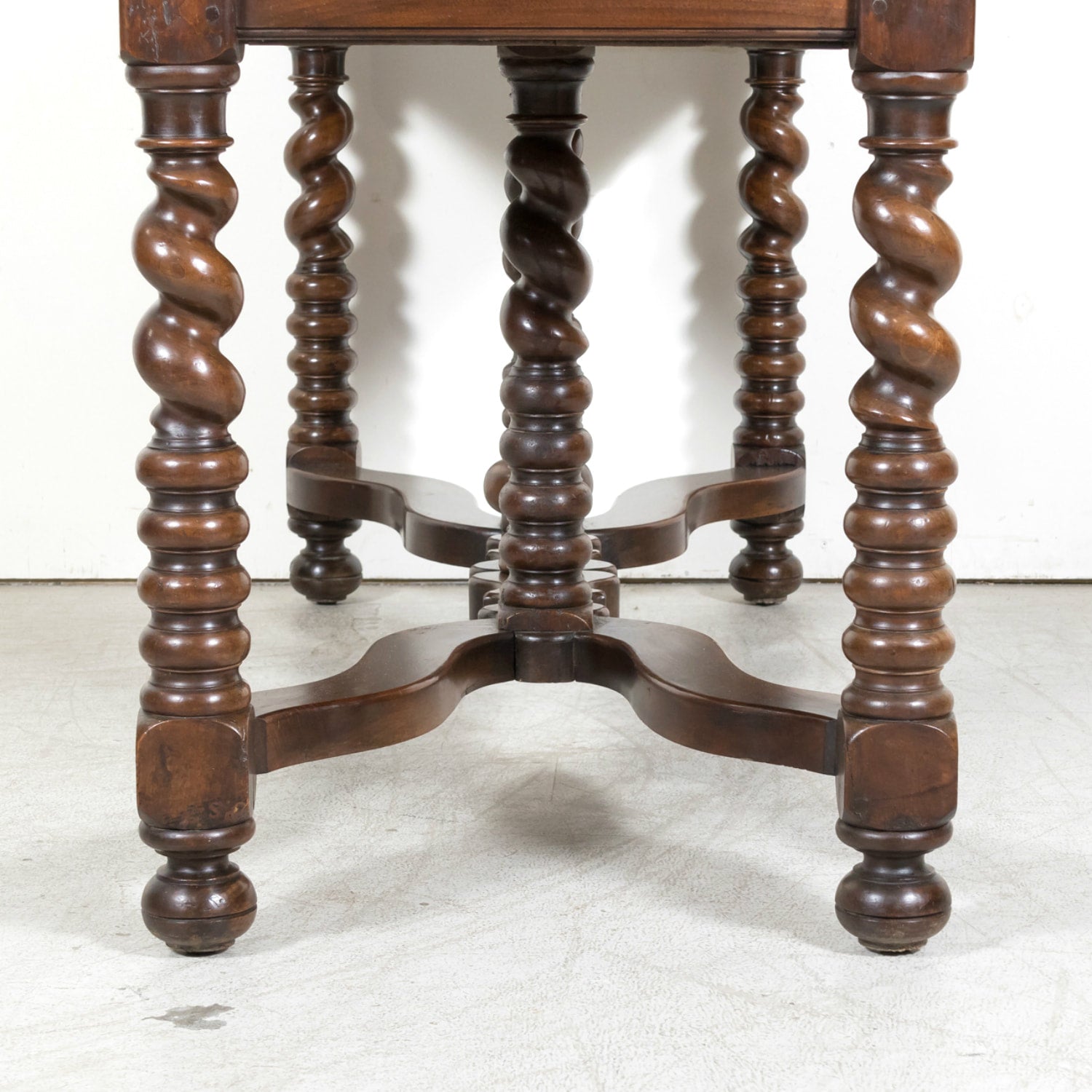 19th Century French Louis XIII Style Walnut Barley Twist Console Table