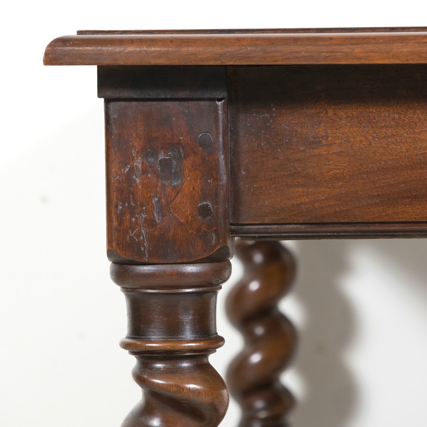 19th Century French Louis XIII Style Walnut Barley Twist Console Table