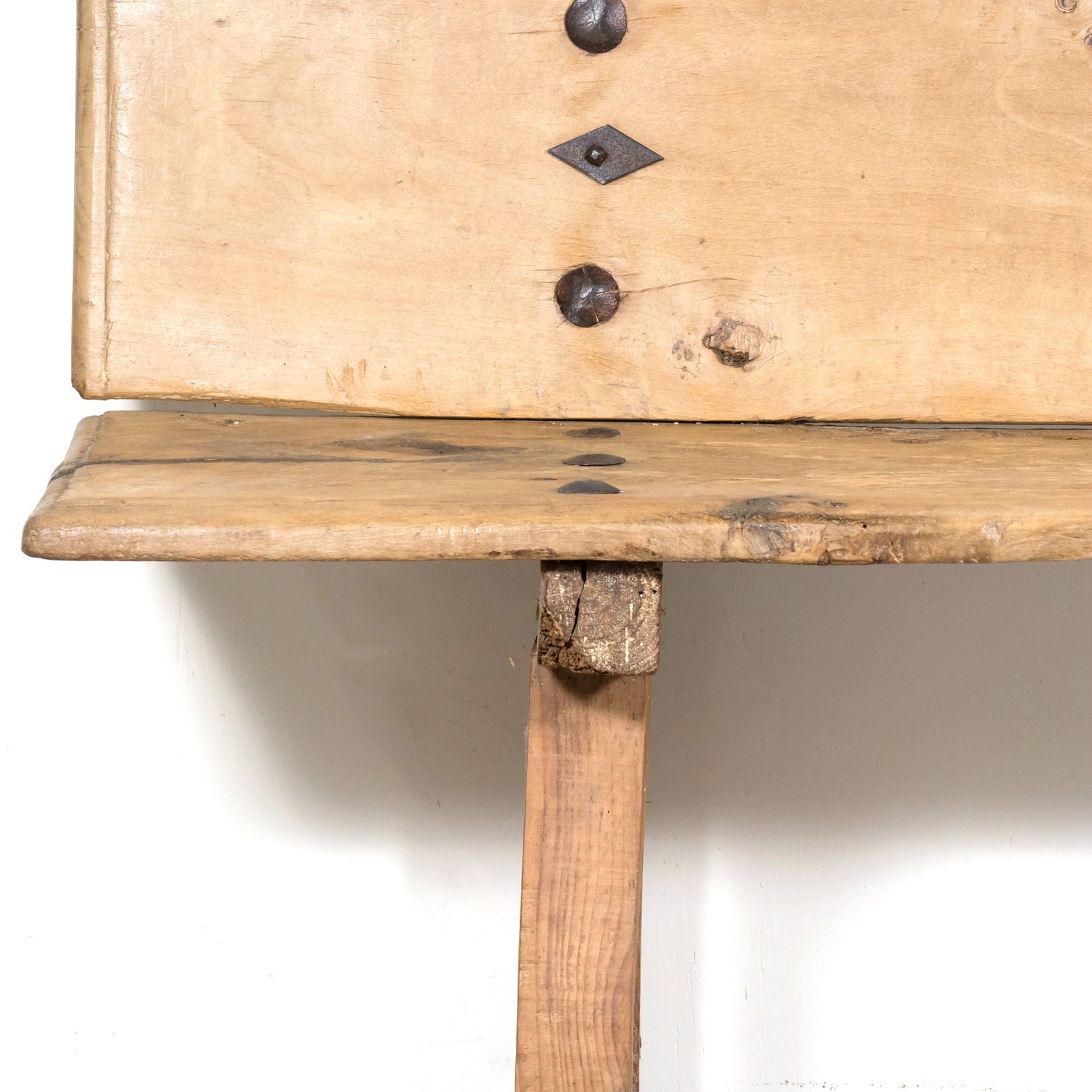 Large 18th Century Primitive Spanish Catalan Pine Bench