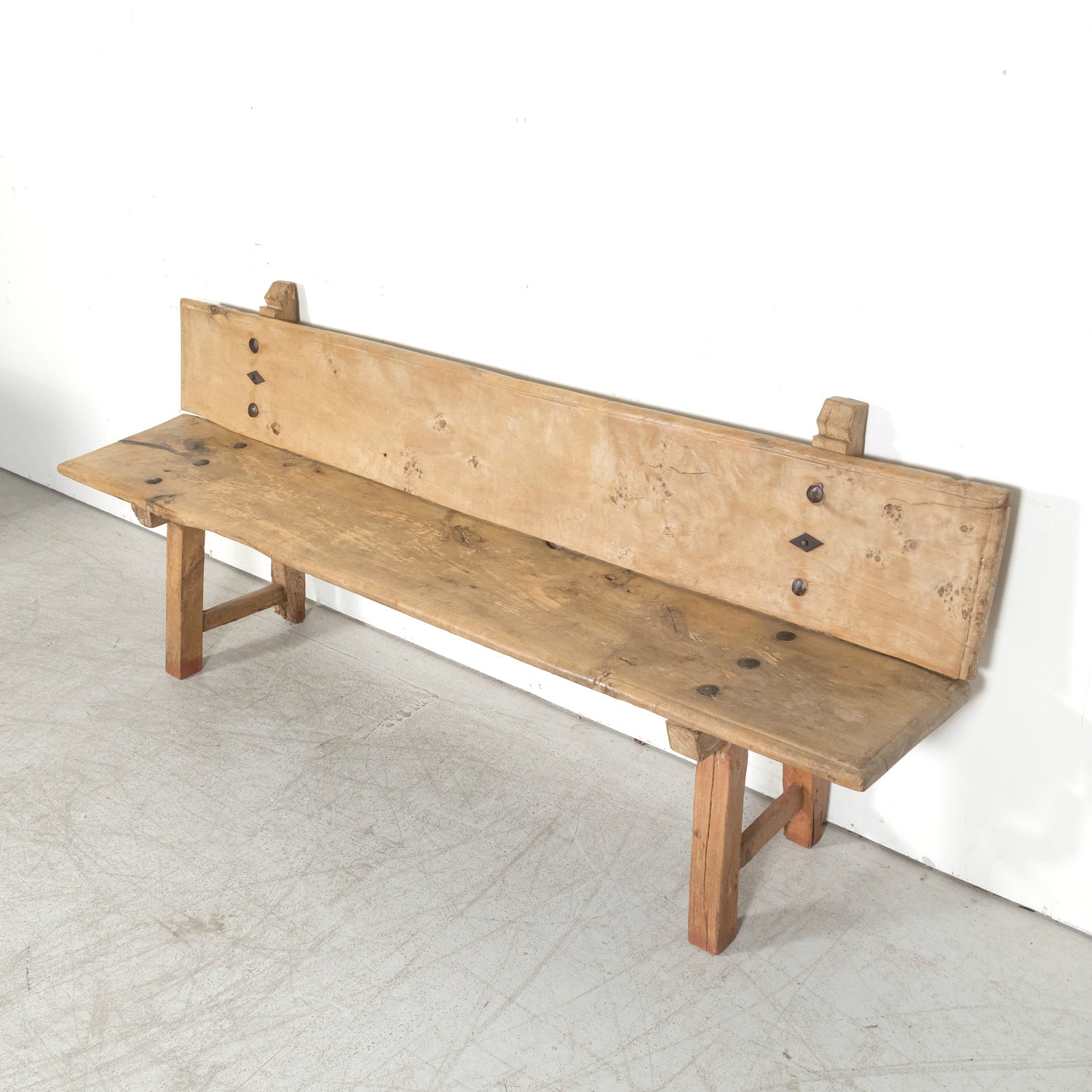 Large 18th Century Primitive Spanish Catalan Pine Bench