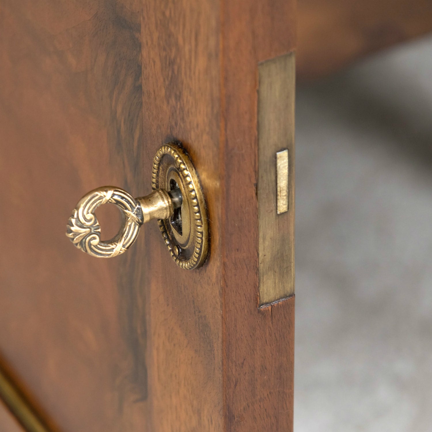 Antique French 20th Century Louis XVI Style Walnut Enfilade Buffet with Gray Marble Top