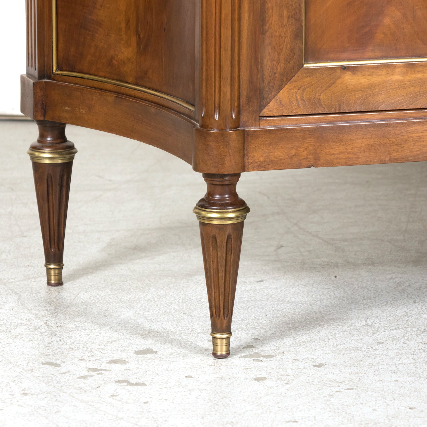 Antique French 20th Century Louis XVI Style Walnut Enfilade Buffet with Gray Marble Top