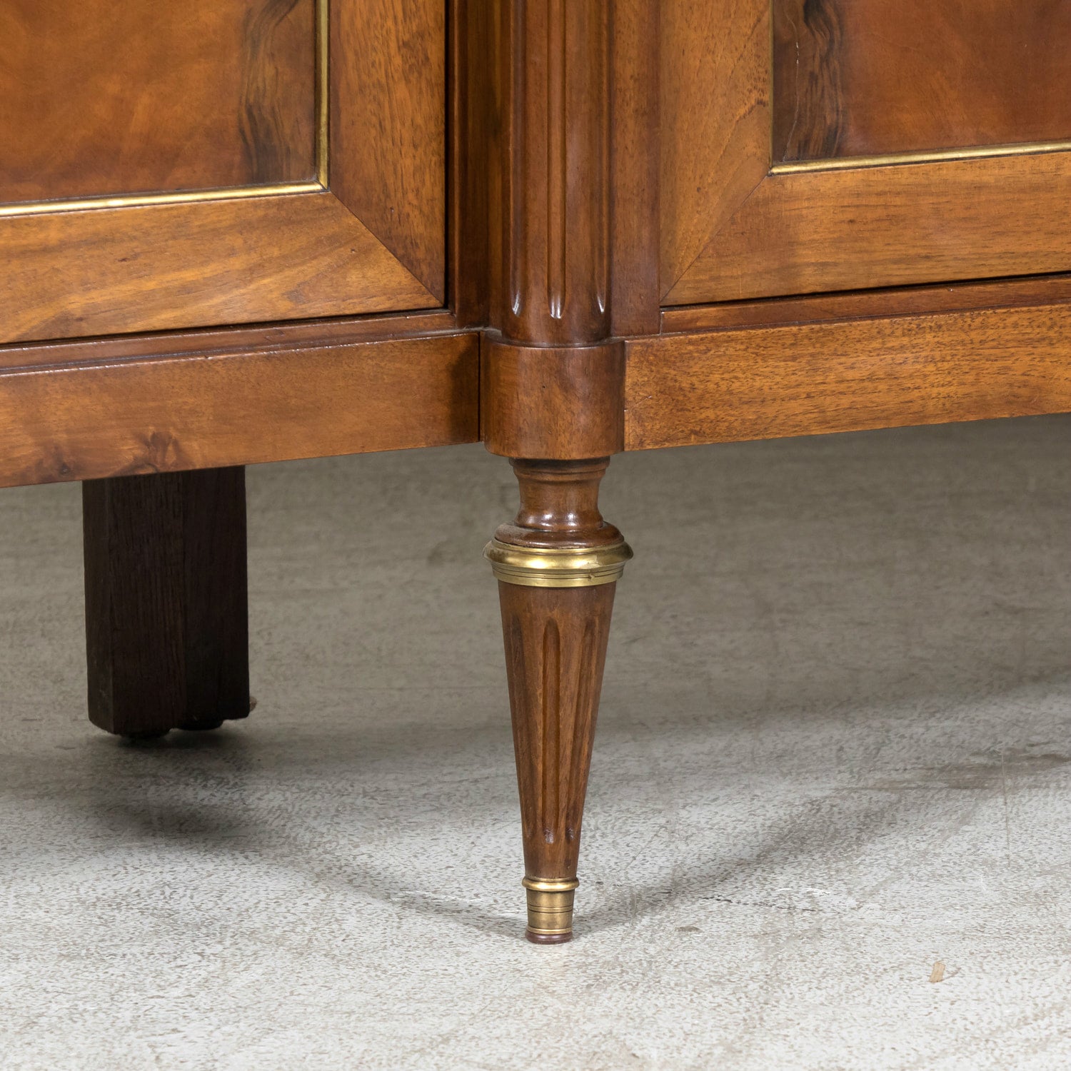 Antique French 20th Century Louis XVI Style Walnut Enfilade Buffet with Gray Marble Top