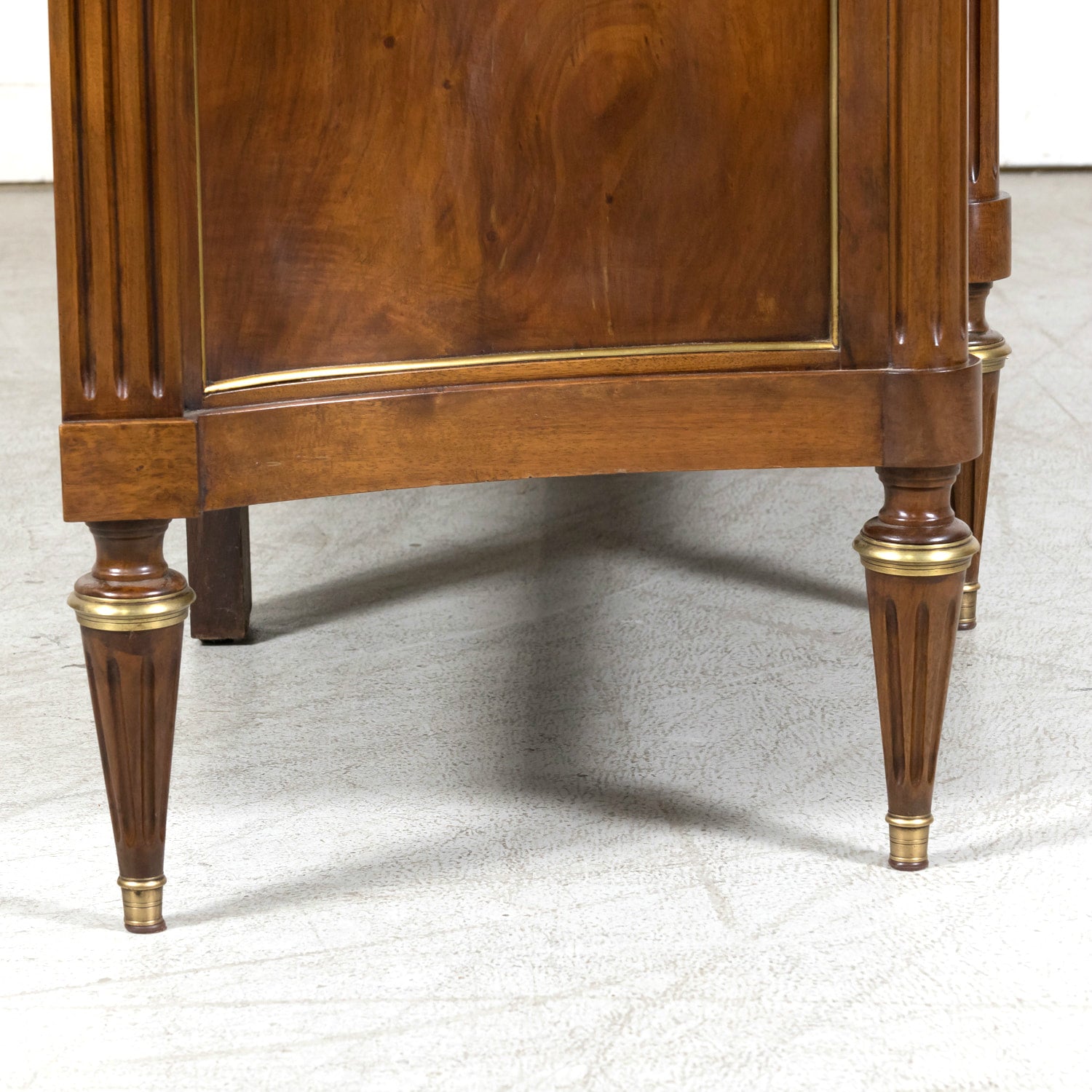 Antique French 20th Century Louis XVI Style Walnut Enfilade Buffet with Gray Marble Top