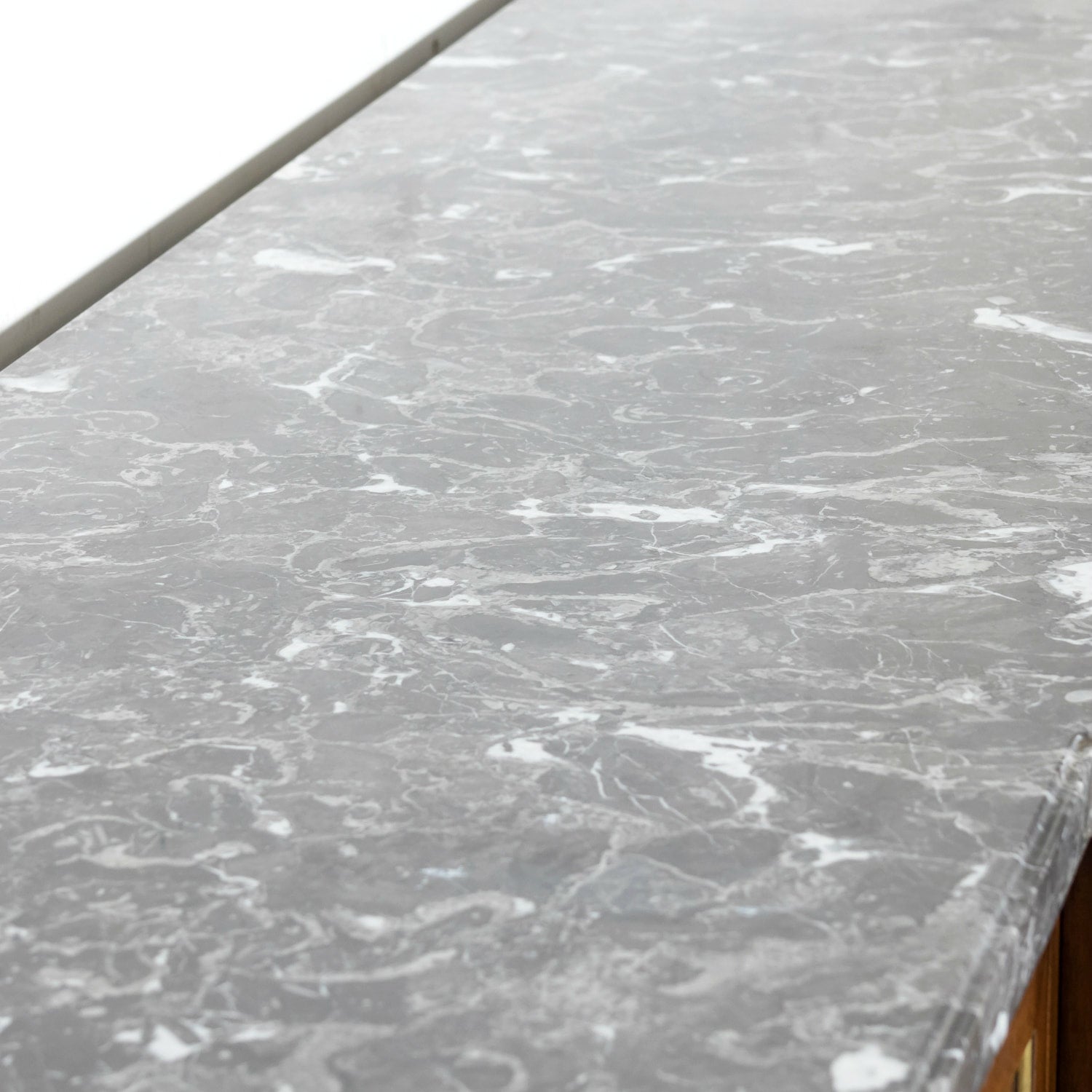 Antique French 20th Century Louis XVI Style Walnut Enfilade Buffet with Gray Marble Top