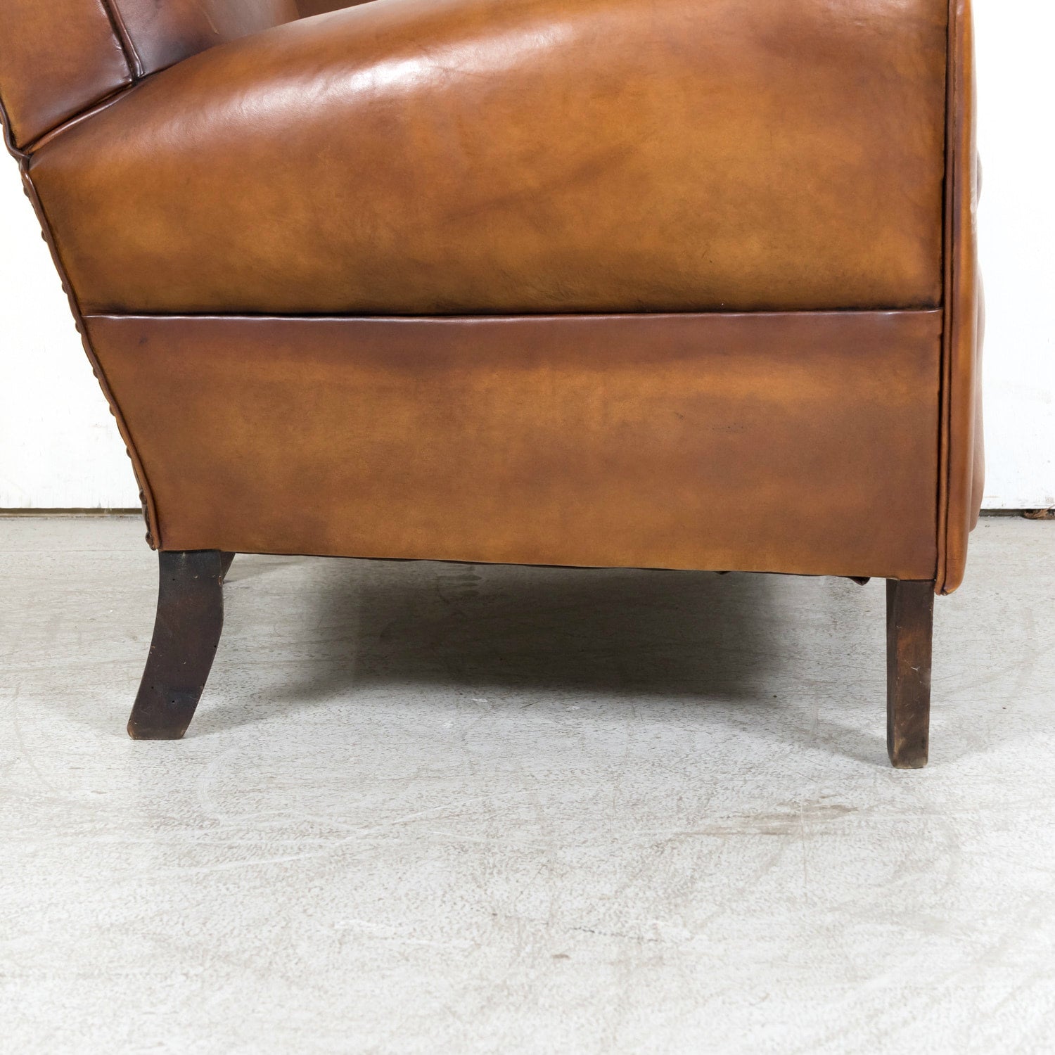 1930s Pair of French Art Deco Period Cognac Leather Club Chairs