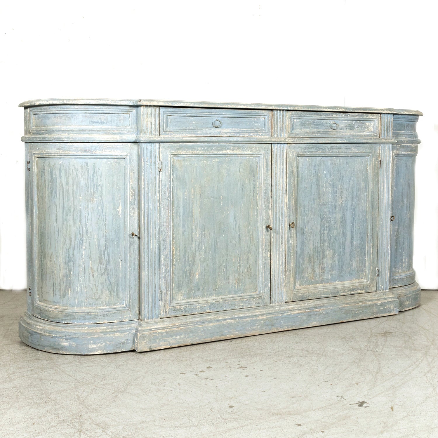 Painted Italian Four-Door Demilune Enfilade Buffet