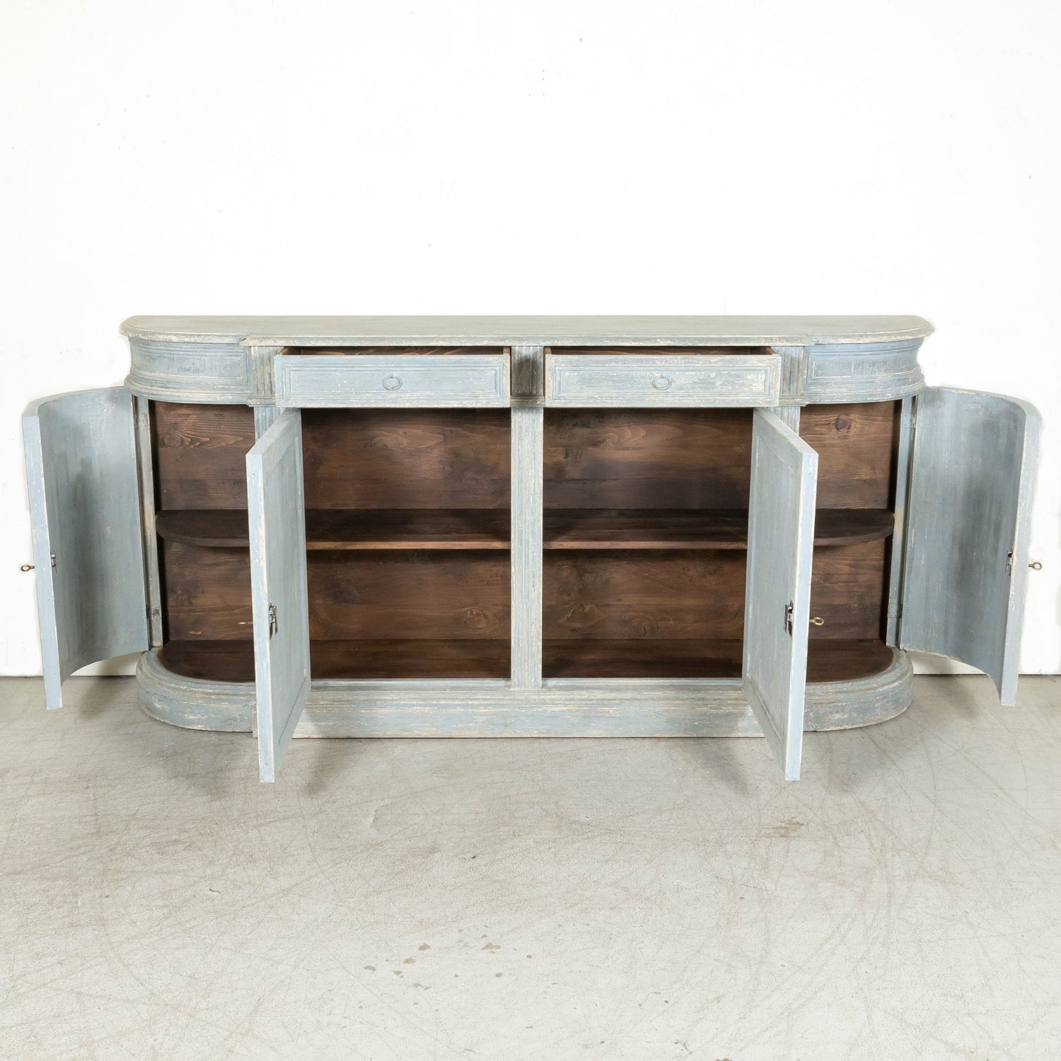 Painted Italian Four-Door Demilune Enfilade Buffet