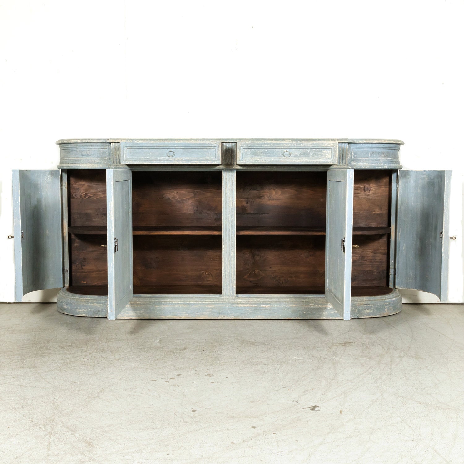 Painted Italian Four-Door Demilune Enfilade Buffet