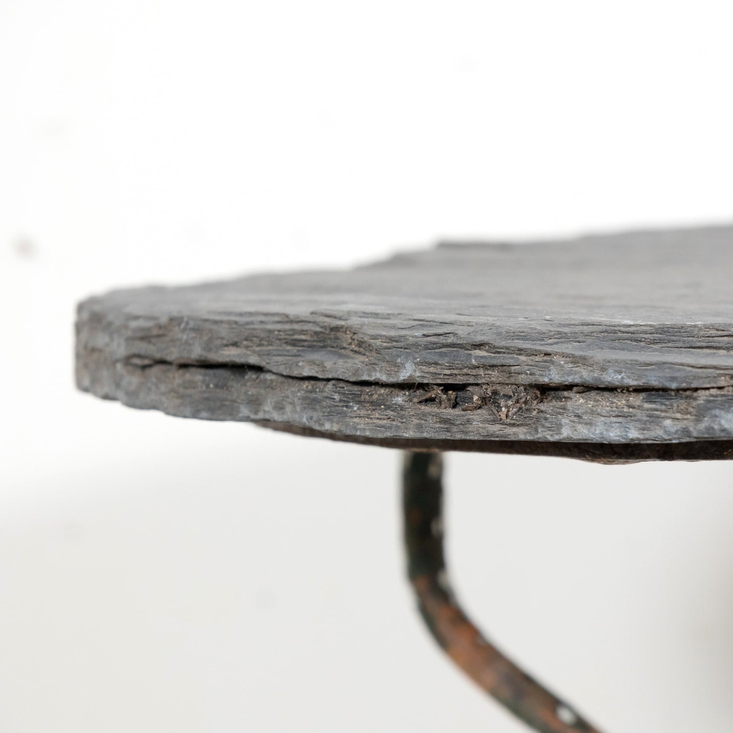 19th Century French Bistro or Garden Table with Round Slate Top and Painted Iron Base
