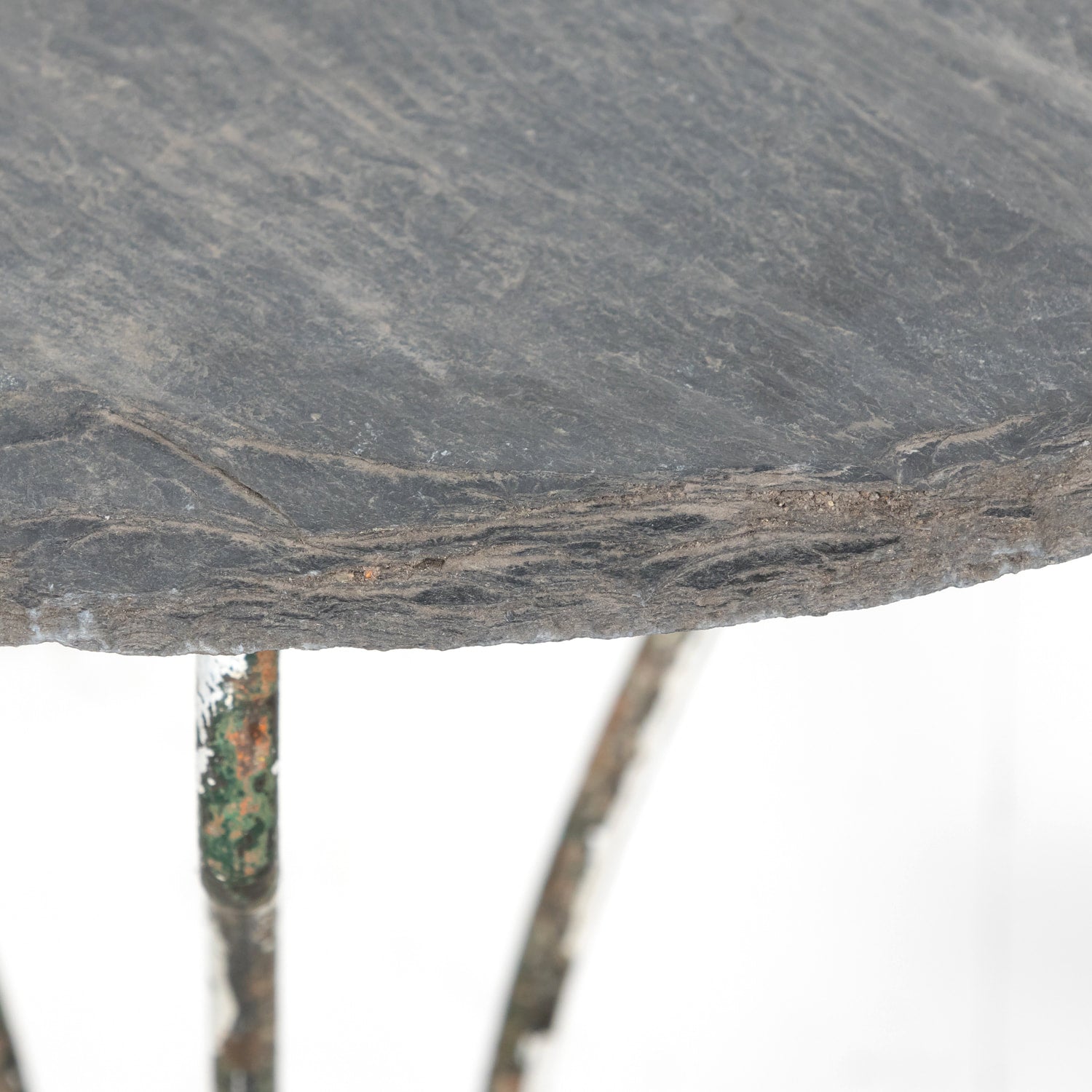 19th Century French Bistro or Garden Table with Round Slate Top and Painted Iron Base