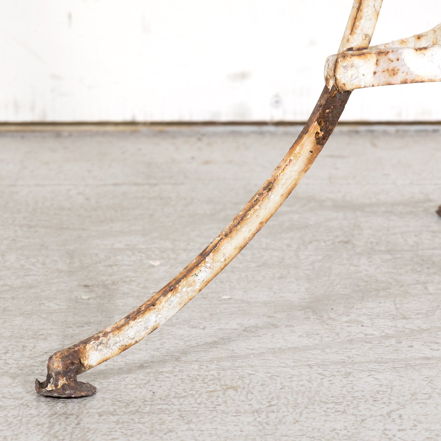 19th Century French Bistro or Garden Table with Round Slate Top and White Painted Iron Base  