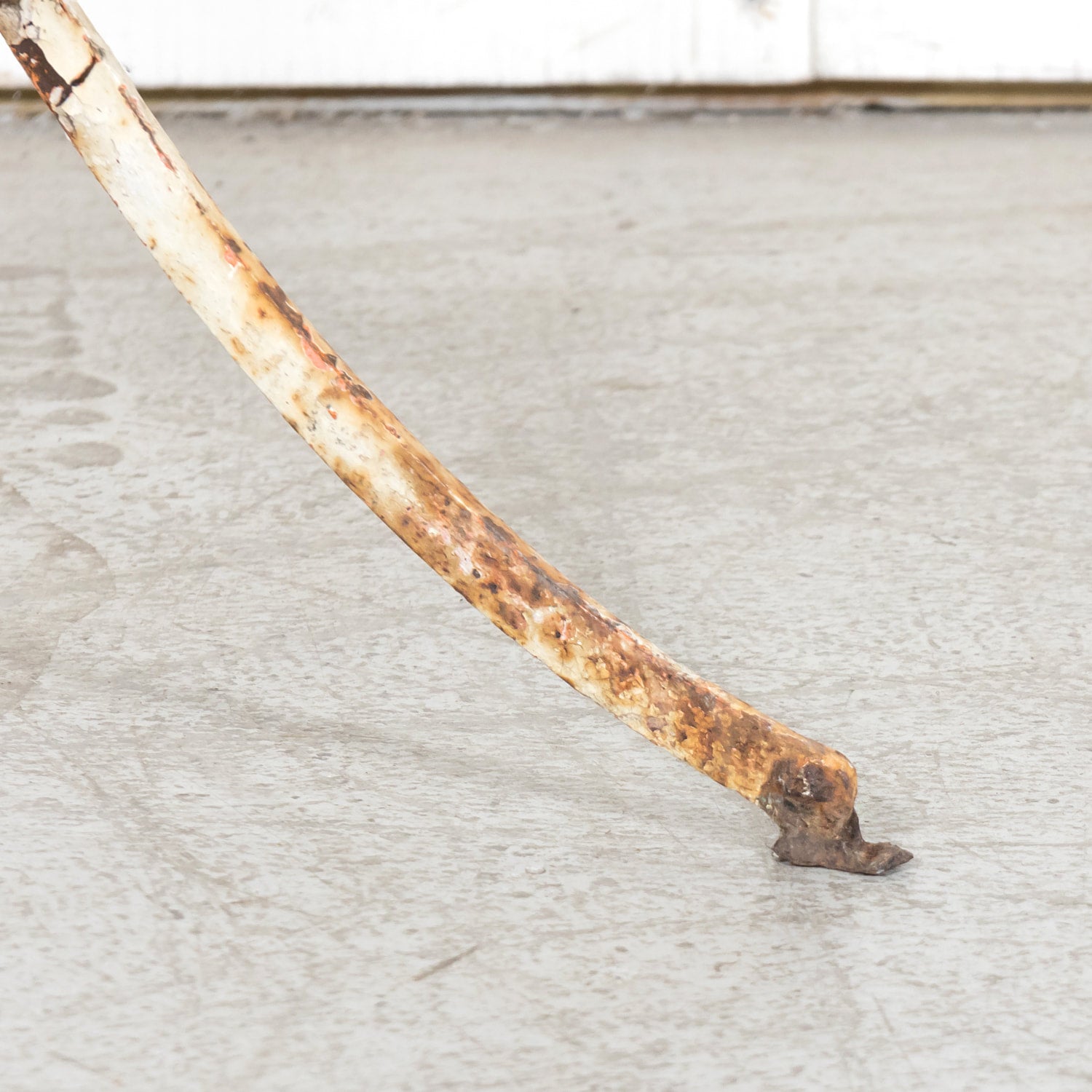 19th Century French Bistro or Garden Table with Round Slate Top and White Painted Iron Base  