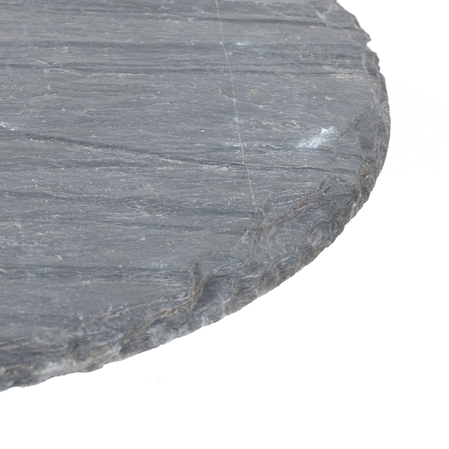 19th Century French Bistro or Garden Table with Round Slate Top and White Painted Iron Base  