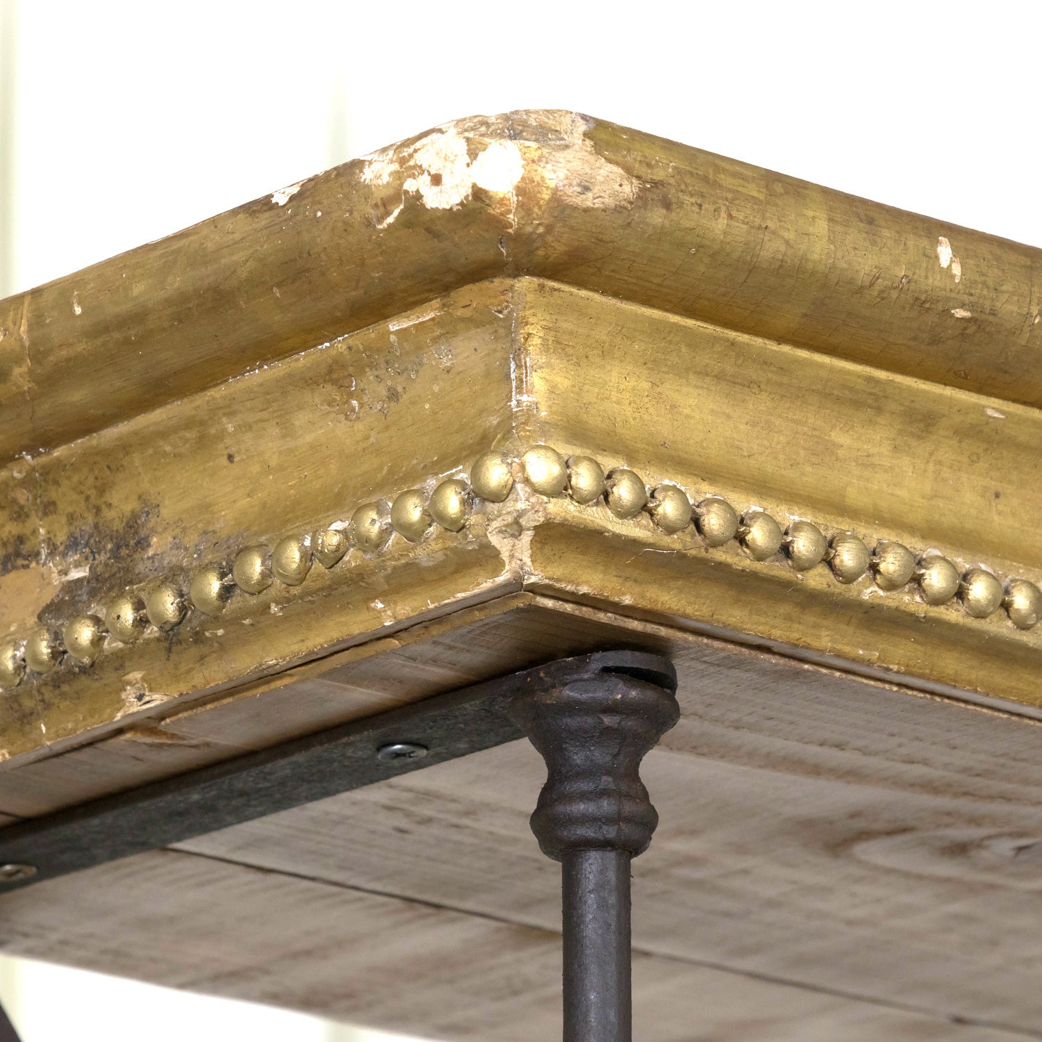 Pair of French Industrial Artist's Shelves or Display Shelves with 19th Century Louis XV Style Giltwood Pelmets