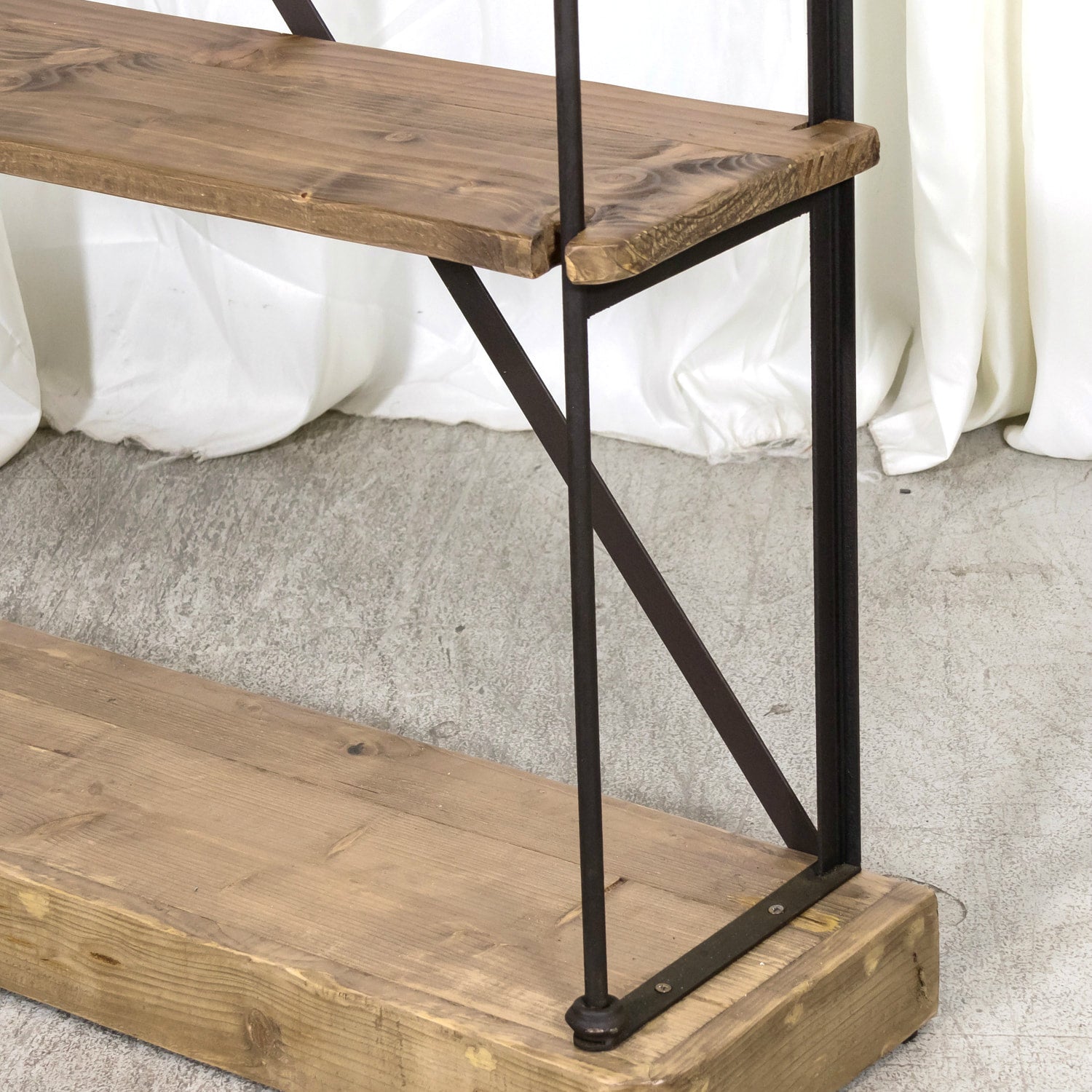 Pair of French Industrial Artist's Shelves or Display Shelves with 19th Century Louis XV Style Giltwood Pelmets