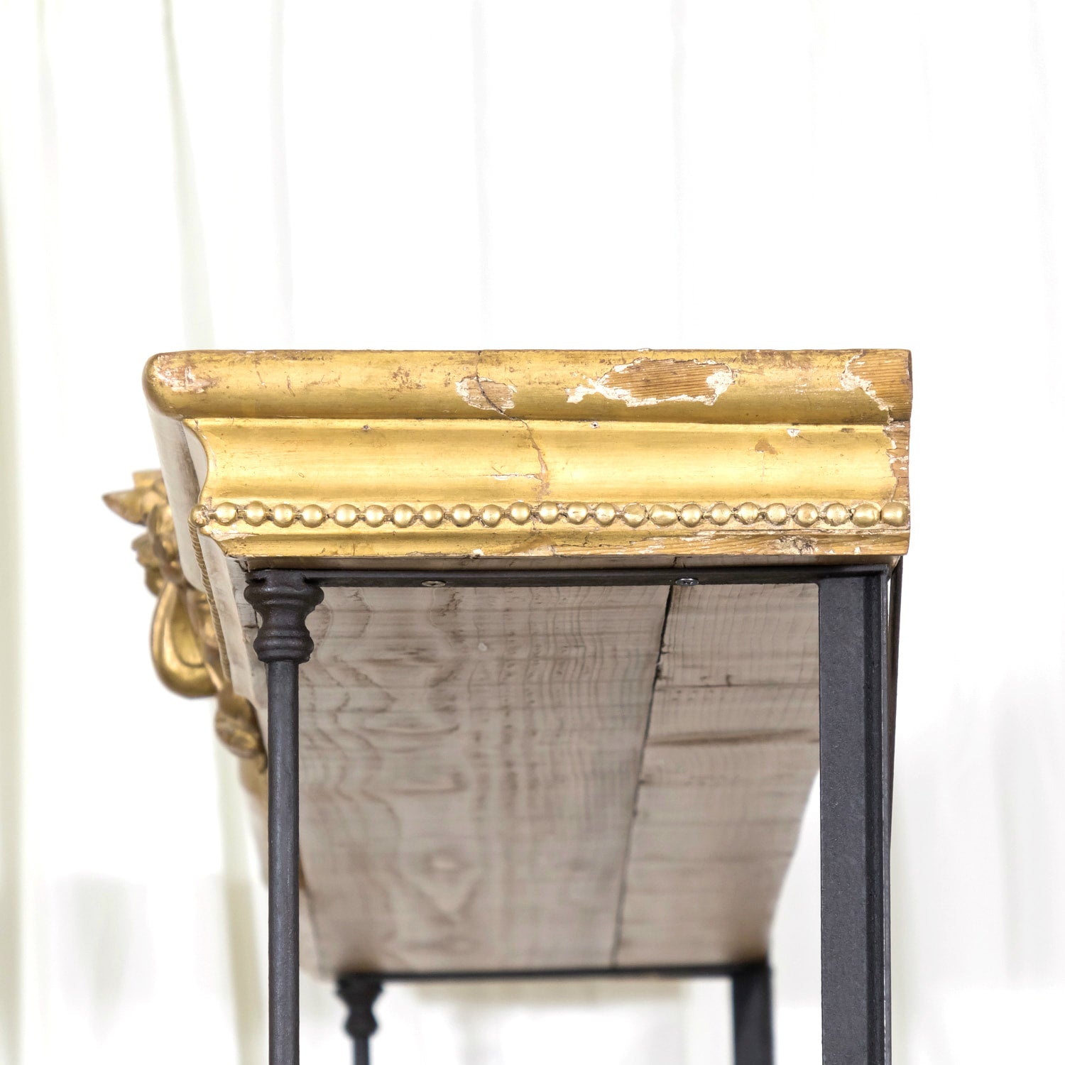 Pair of French Industrial Artist's Shelves or Display Shelves with 19th Century Louis XV Style Giltwood Pelmets