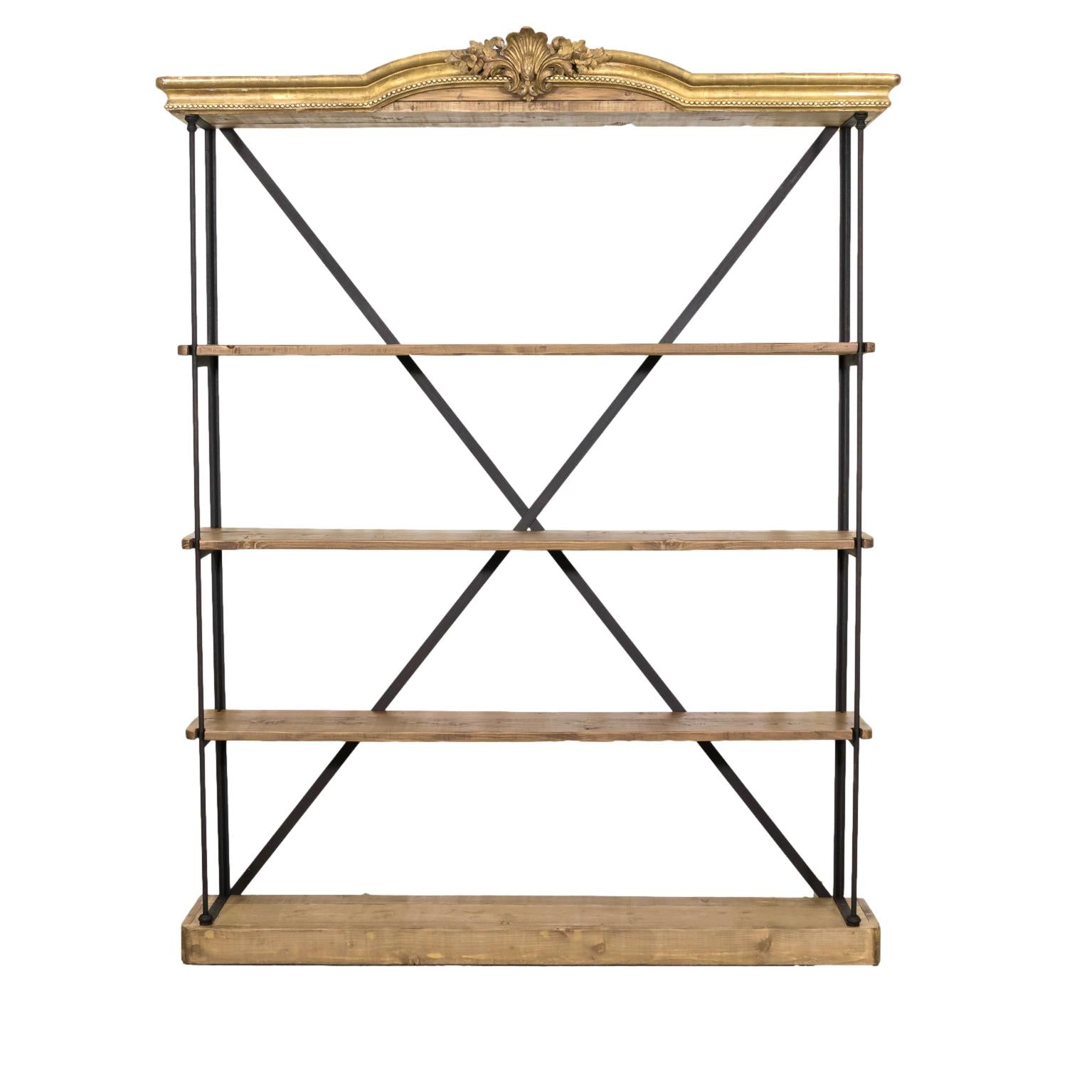 Pair of French Industrial Artist's Shelves or Display Shelves with 19th Century Louis XV Style Giltwood Pelmets
