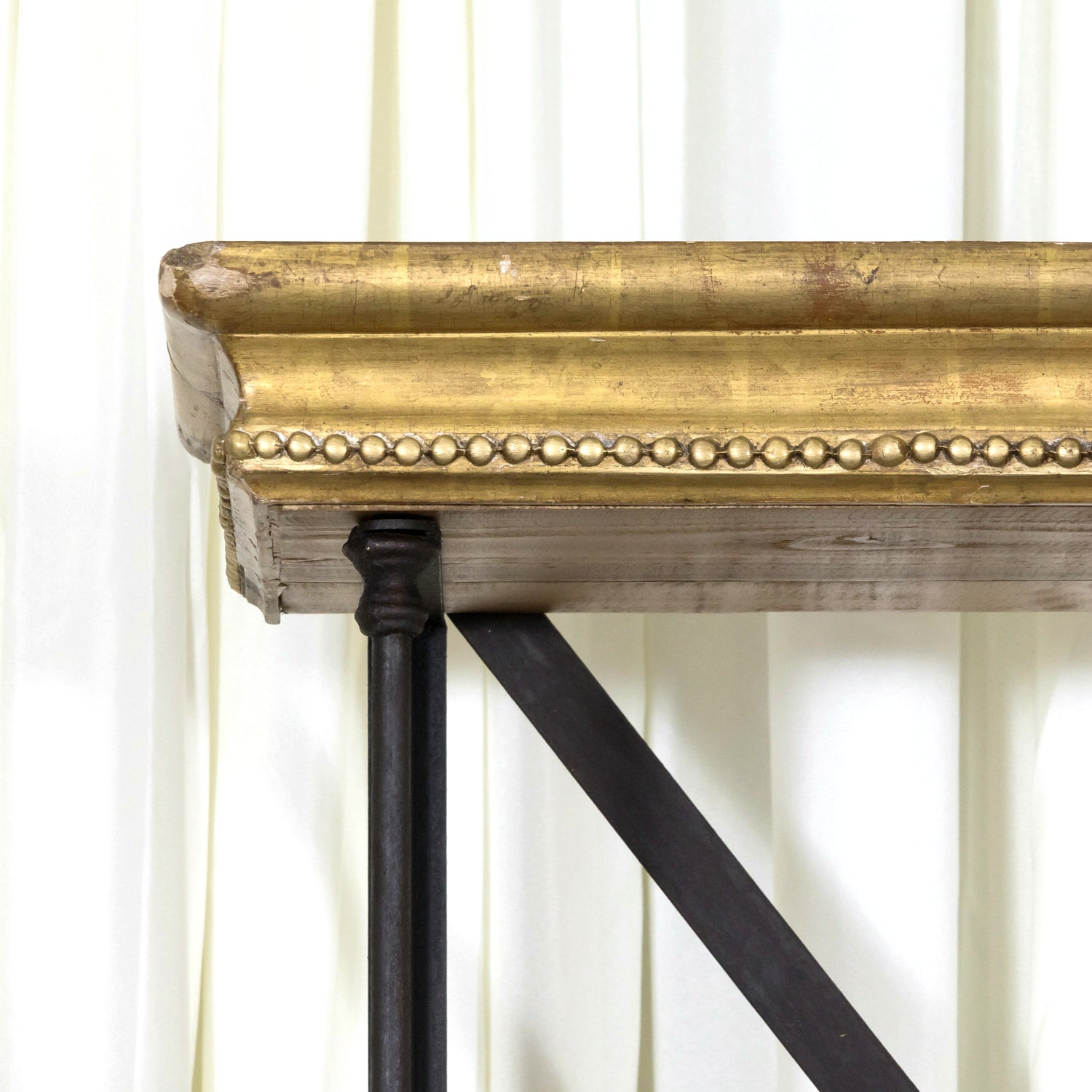 Pair of French Industrial Artist's Shelves or Display Shelves with 19th Century Louis XV Style Giltwood Pelmets