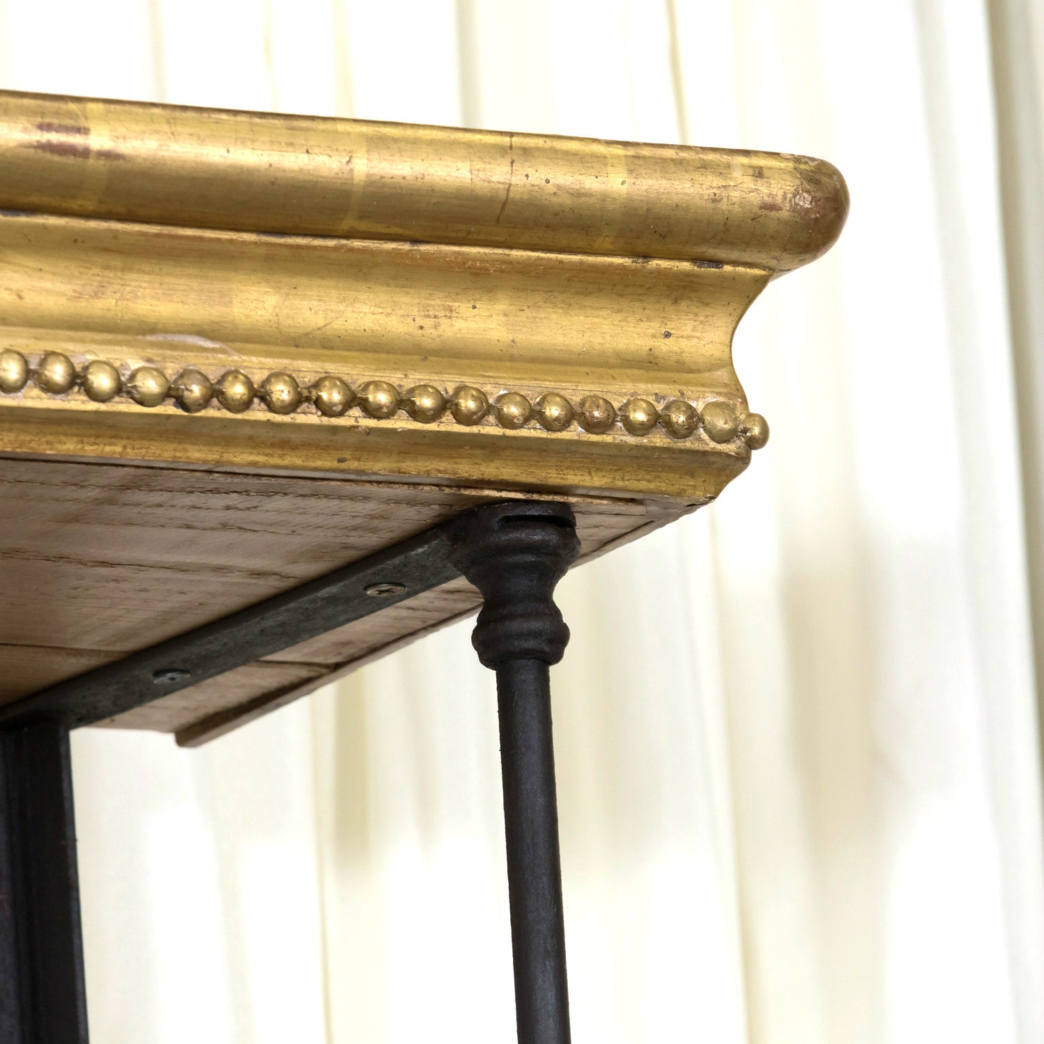 Pair of French Industrial Artist's Shelves or Display Shelves with 19th Century Louis XV Style Giltwood Pelmets