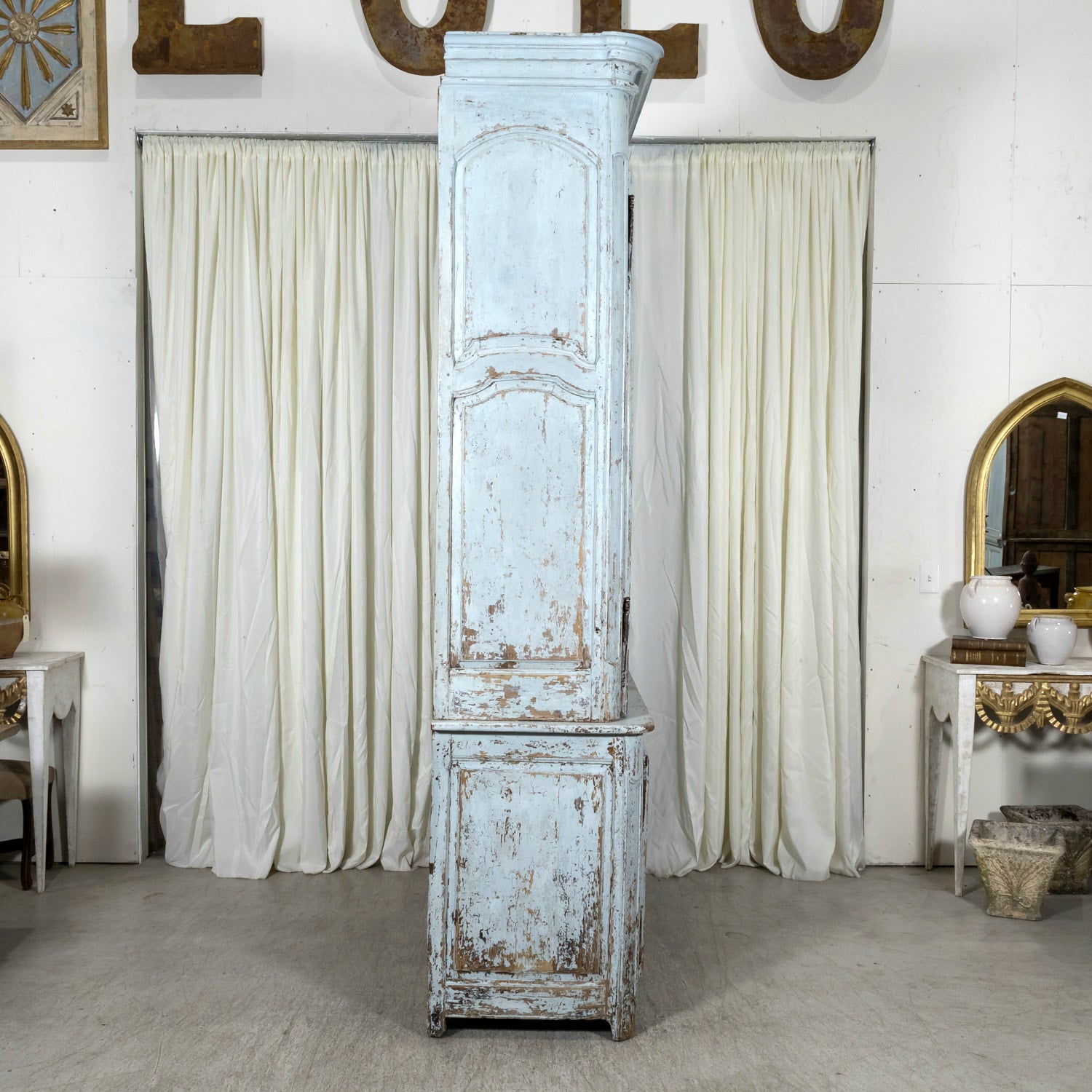 Large 17th Century French Louis XIV Period Painted Buffet Deux Corps