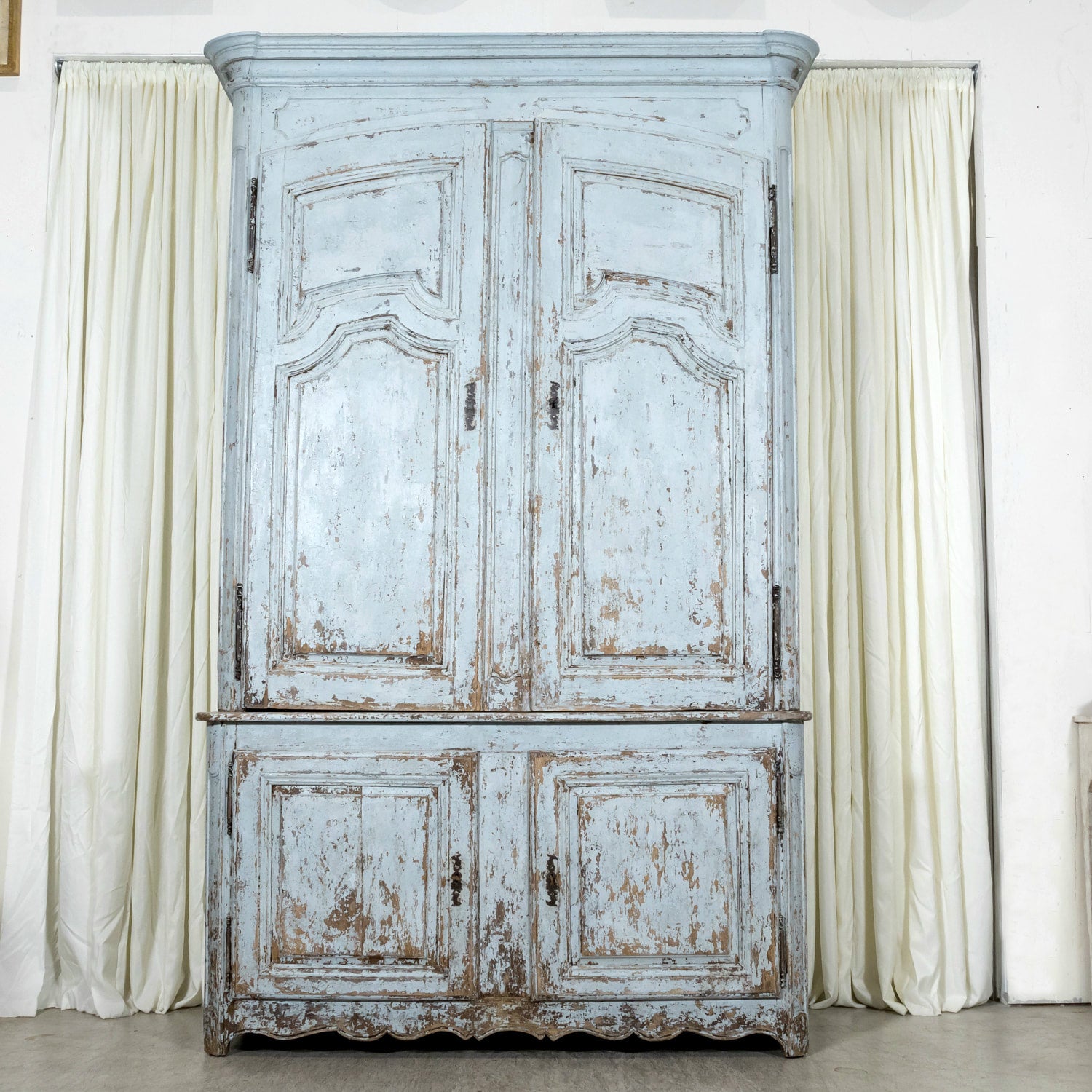 Large 17th Century French Louis XIV Period Painted Buffet Deux Corps