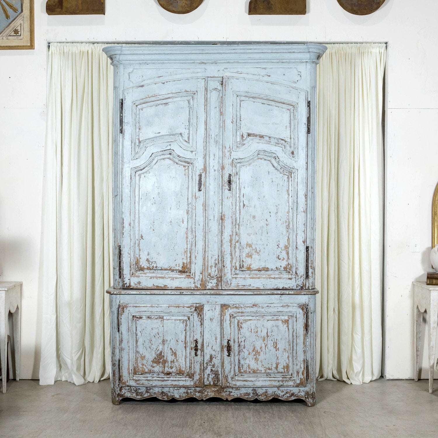 Large 17th Century French Louis XIV Period Painted Buffet Deux Corps