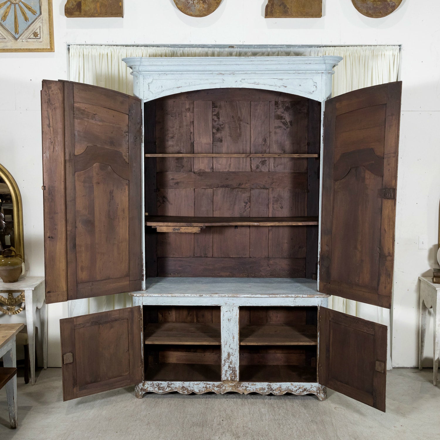 Large 17th Century French Louis XIV Period Painted Buffet Deux Corps