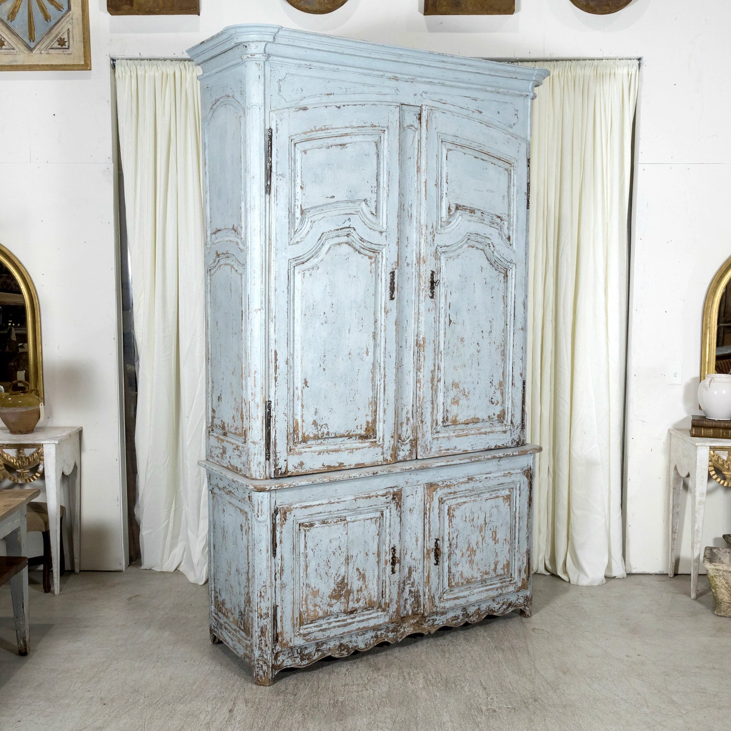 Large 17th Century French Louis XIV Period Painted Buffet Deux Corps