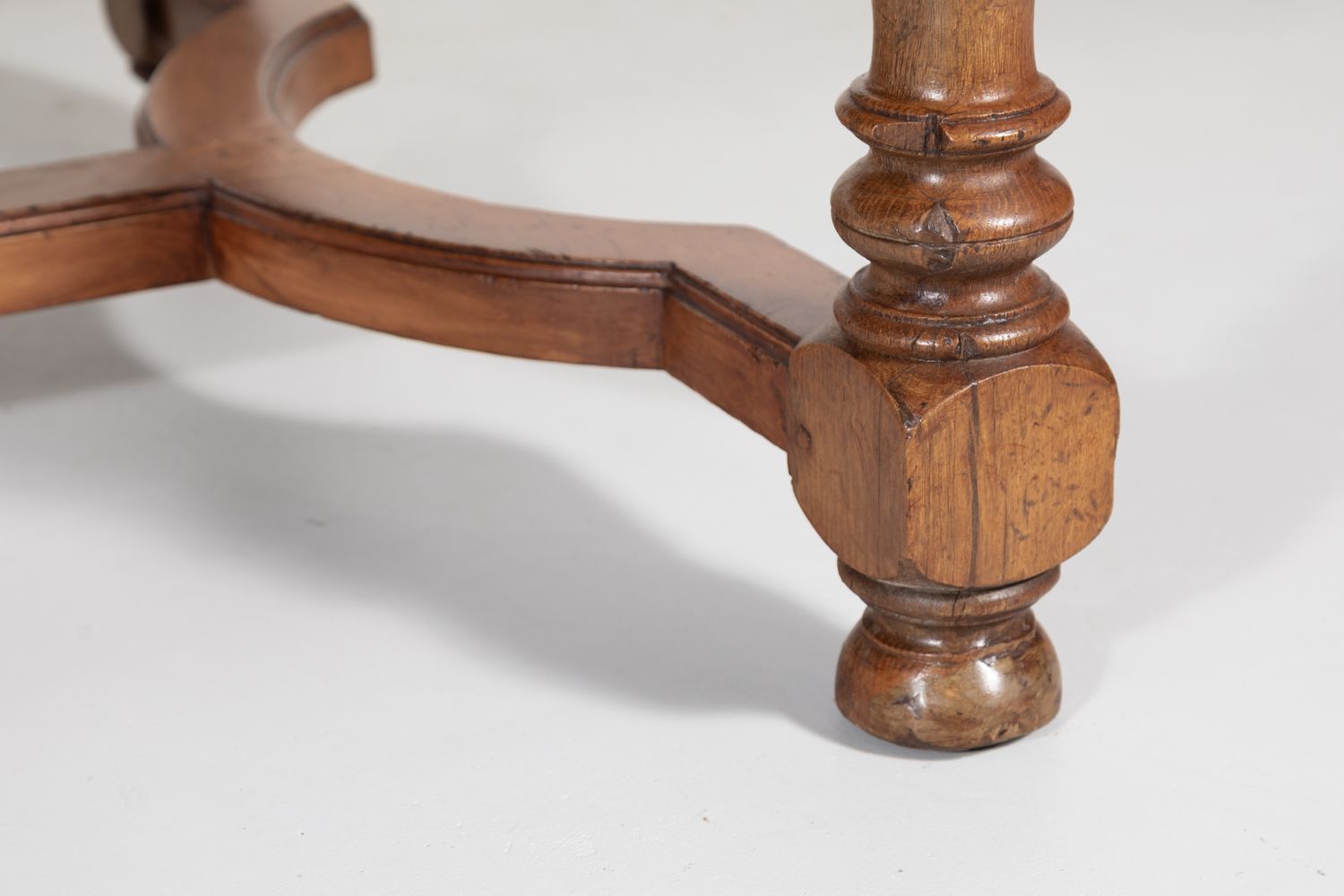 Antique French Walnut Louis Philippe Farm Table with Parquetry Inlay