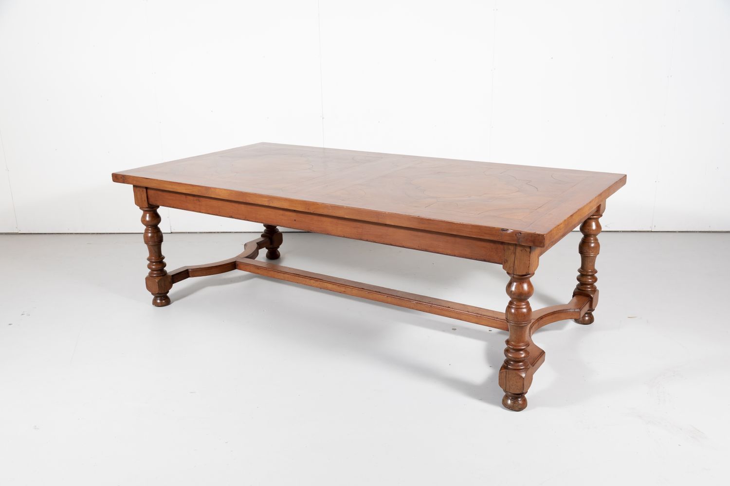 Antique French Walnut Louis Philippe Farm Table with Parquetry Inlay