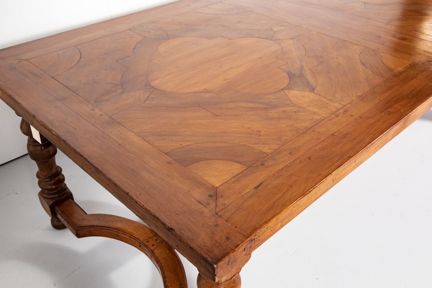 Antique French Walnut Louis Philippe Farm Table with Parquetry Inlay