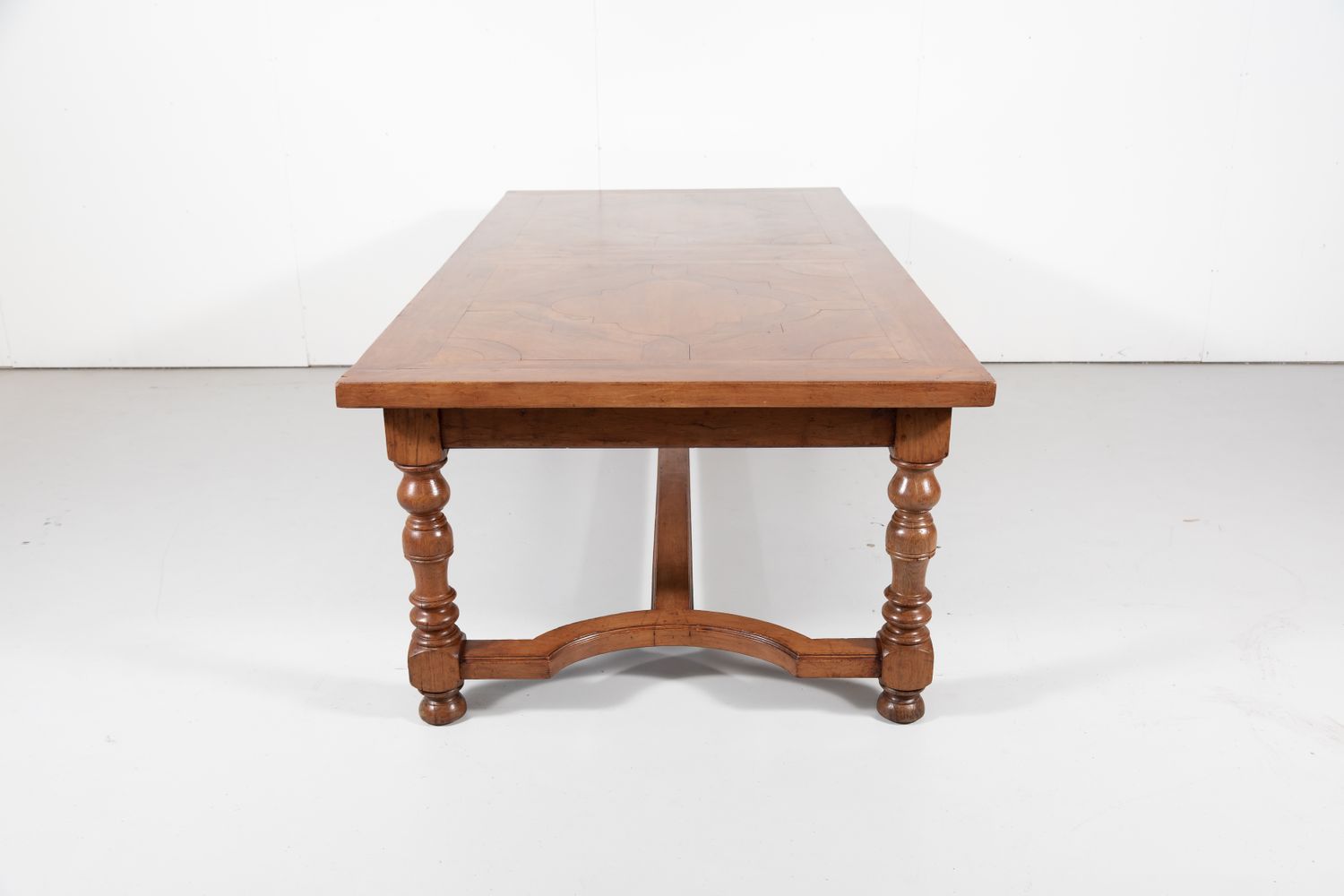 Antique French Walnut Louis Philippe Farm Table with Parquetry Inlay