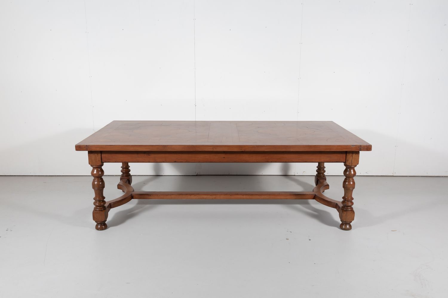 Antique French Walnut Louis Philippe Farm Table with Parquetry Inlay