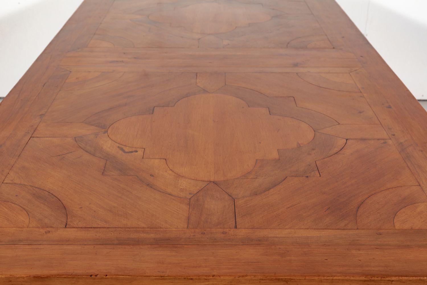 Antique French Walnut Louis Philippe Farm Table with Parquetry Inlay