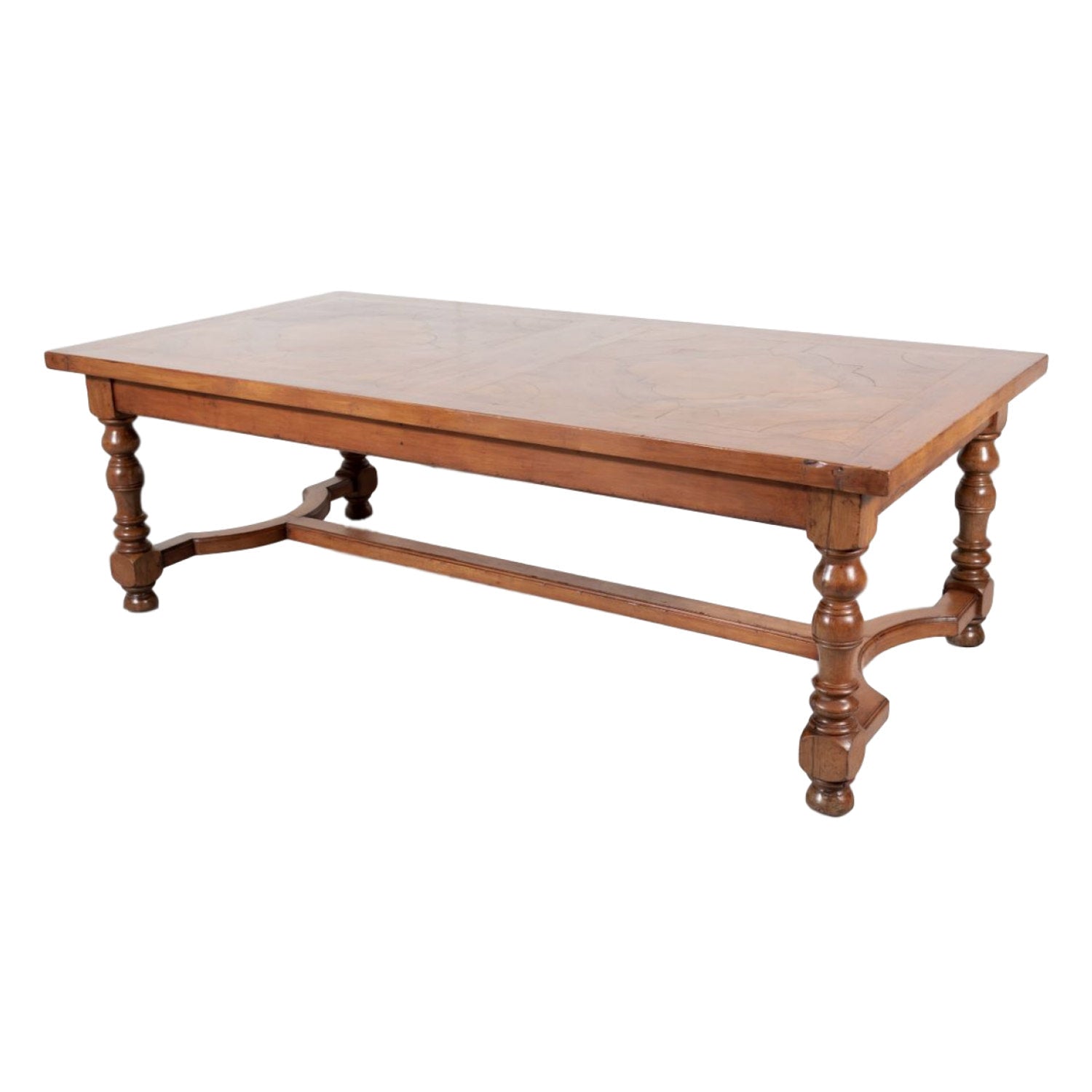Antique French Walnut Louis Philippe Farm Table with Parquetry Inlay